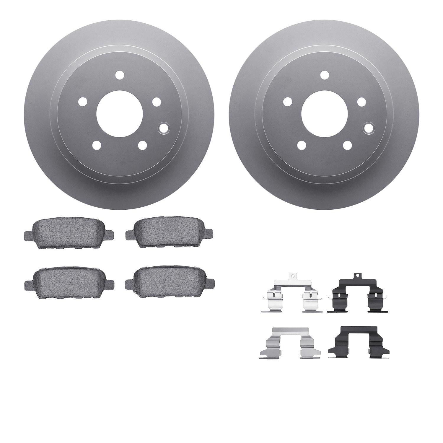 4612-67009 Geospec Brake Rotors w/5000 Euro Ceramic Brake Pads & Hardware, 2008-2013 Infiniti/Nissan, Position: Rear