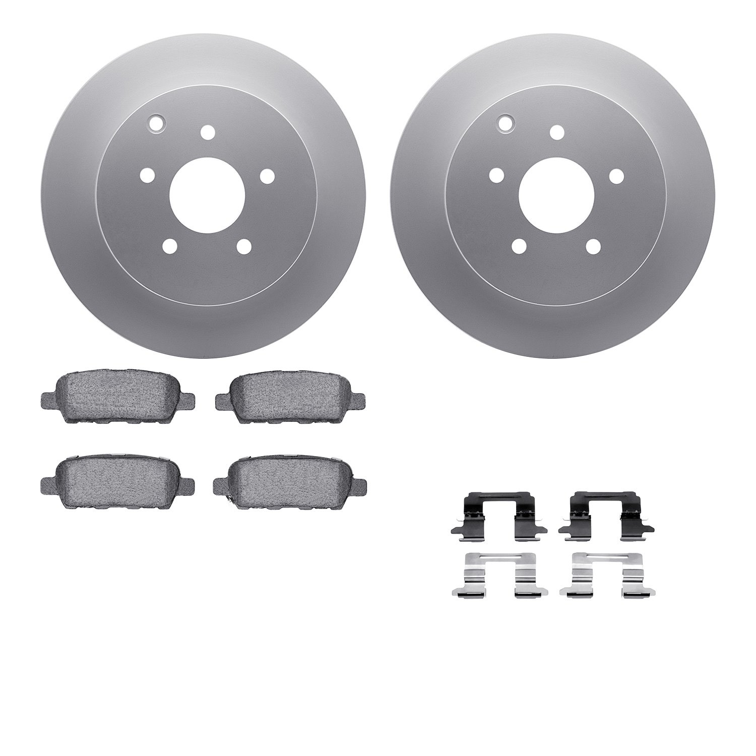 4612-67011 Geospec Brake Rotors w/5000 Euro Ceramic Brake Pads & Hardware, Fits Select Infiniti/Nissan, Position: Rear