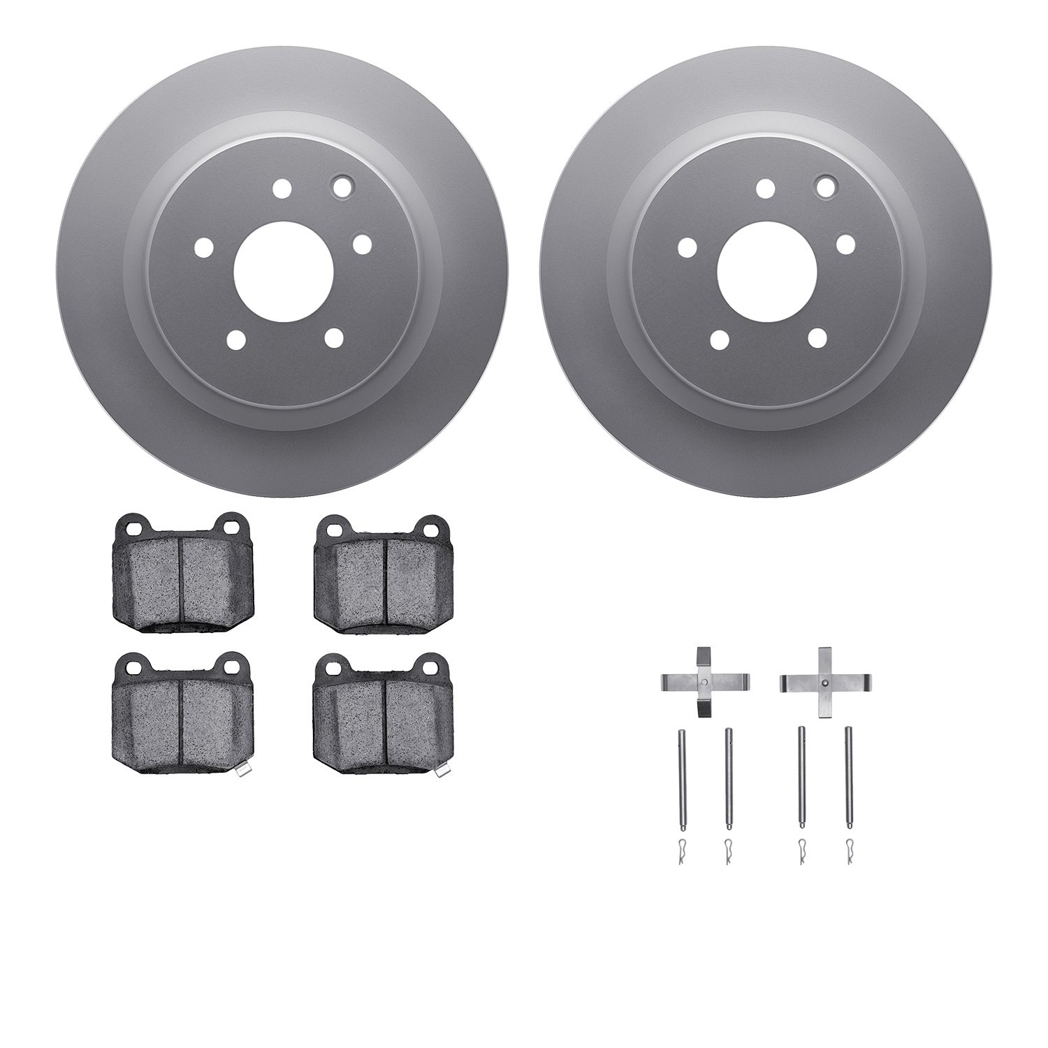 4612-68002 Geospec Brake Rotors w/5000 Euro Ceramic Brake Pads & Hardware, 2003-2008 Infiniti/Nissan, Position: Rear