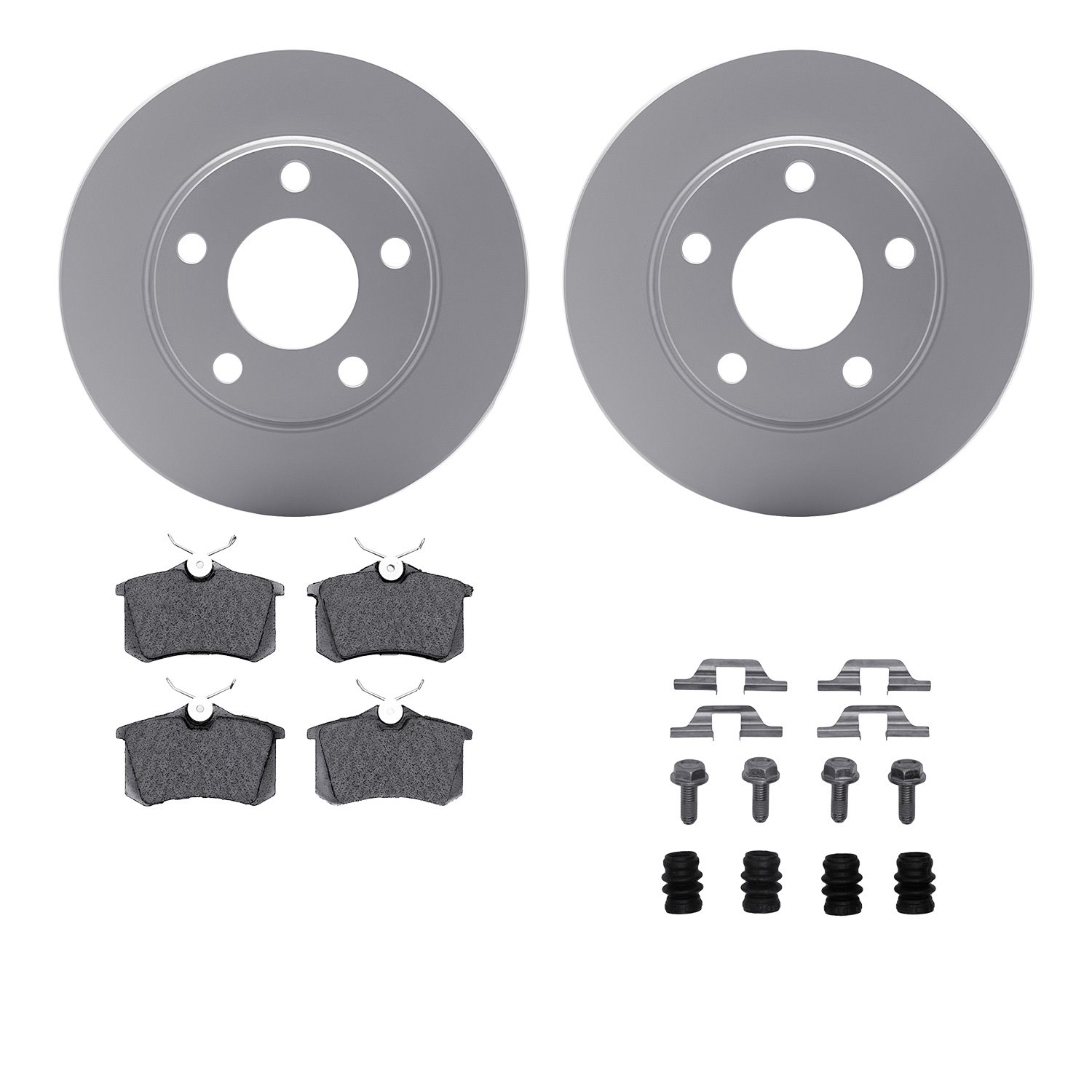 4612-73006 Geospec Brake Rotors w/5000 Euro Ceramic Brake Pads & Hardware, 1999-2002 Audi/Volkswagen, Position: Rear