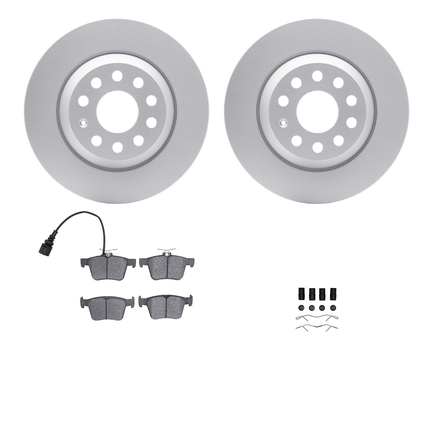 4612-73052 Geospec Brake Rotors w/5000 Euro Ceramic Brake Pads & Hardware, Fits Select Audi/Volkswagen, Position: Rear