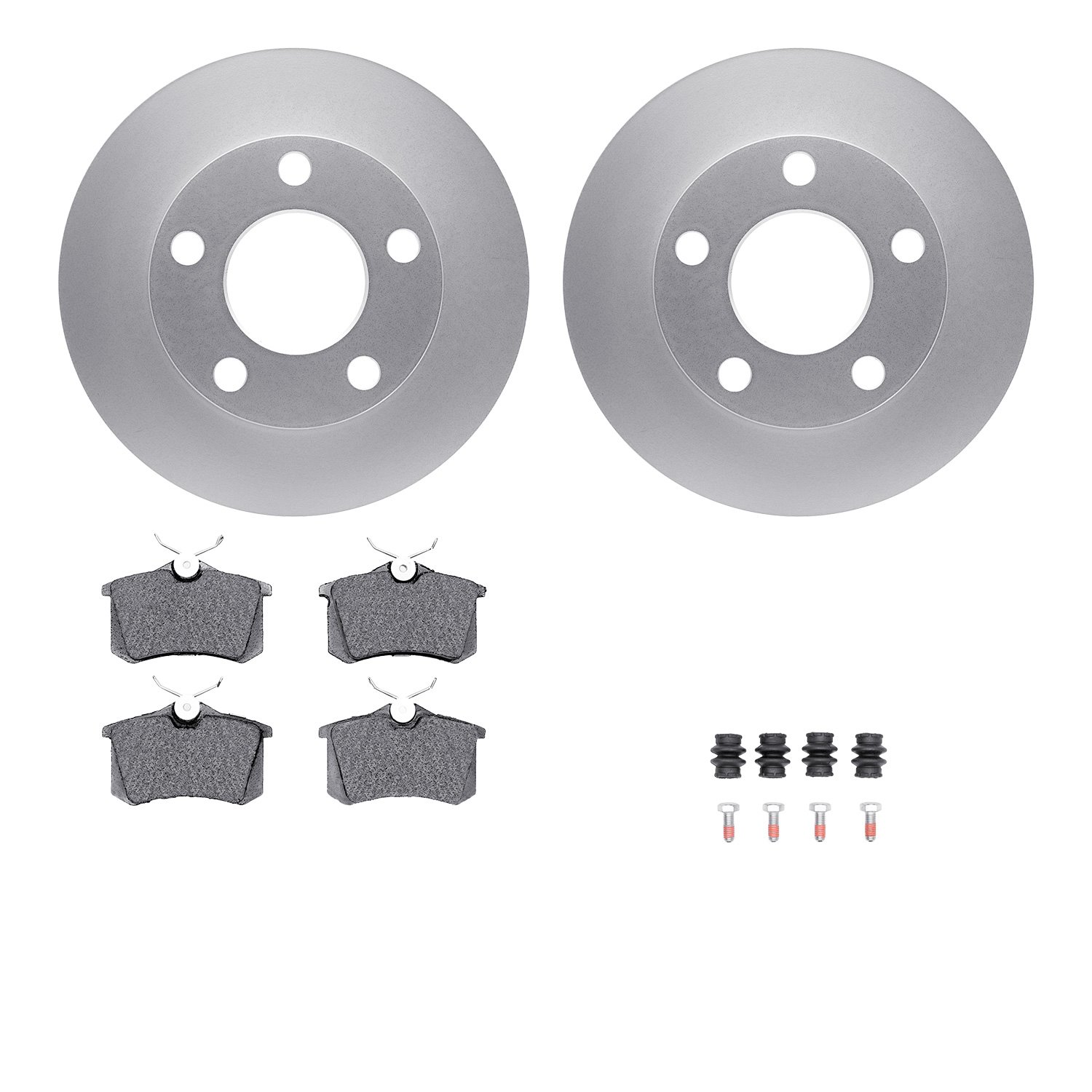 4612-74004 Geospec Brake Rotors w/5000 Euro Ceramic Brake Pads & Hardware, 1997-2002 Audi/Volkswagen, Position: Rear