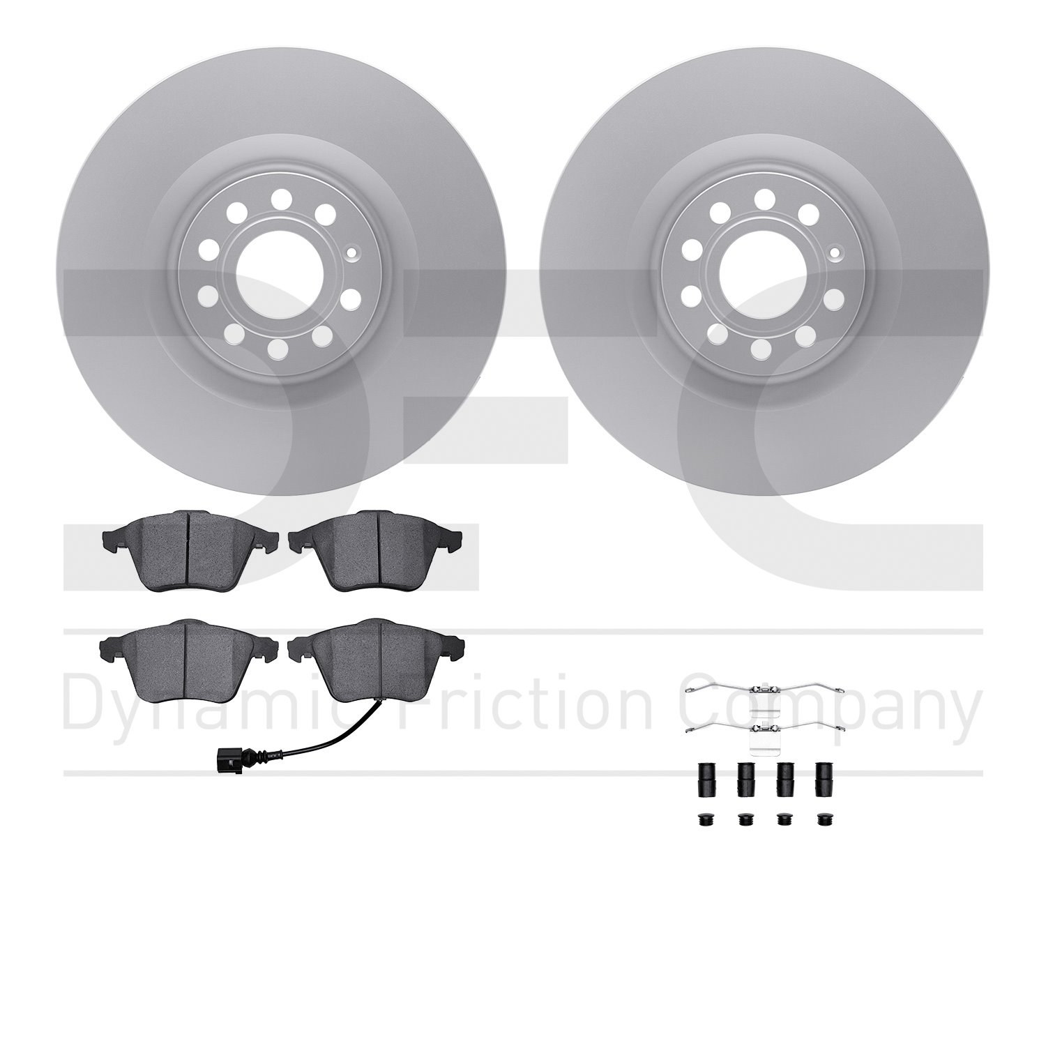 4612-74019 Geospec Brake Rotors w/5000 Euro Ceramic Brake Pads & Hardware, 2008-2013 Audi/Volkswagen, Position: Front