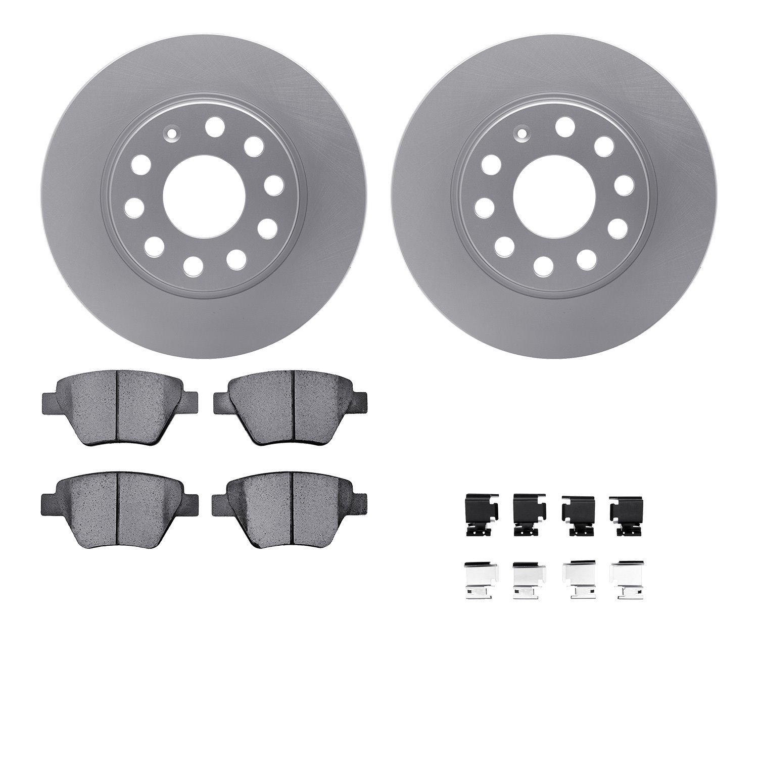 4612-74024 Geospec Brake Rotors w/5000 Euro Ceramic Brake Pads & Hardware, 2005-2016 Audi/Volkswagen, Position: Rear