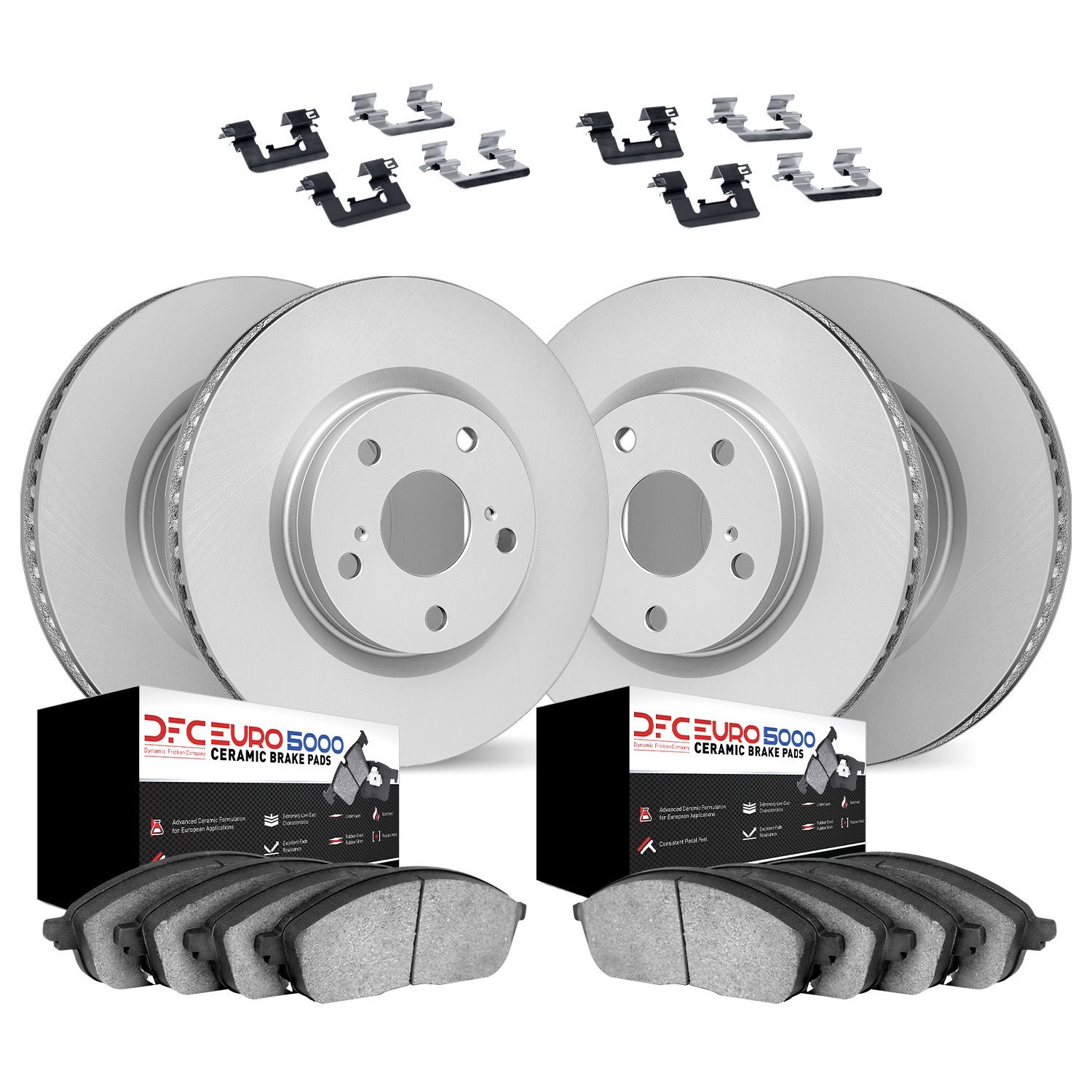 4614-11883 Geospec Brake Rotors w/5000 Euro Ceramic Brake Pads & Hardware, 2003-2014 Volvo, Position: Front and Rear