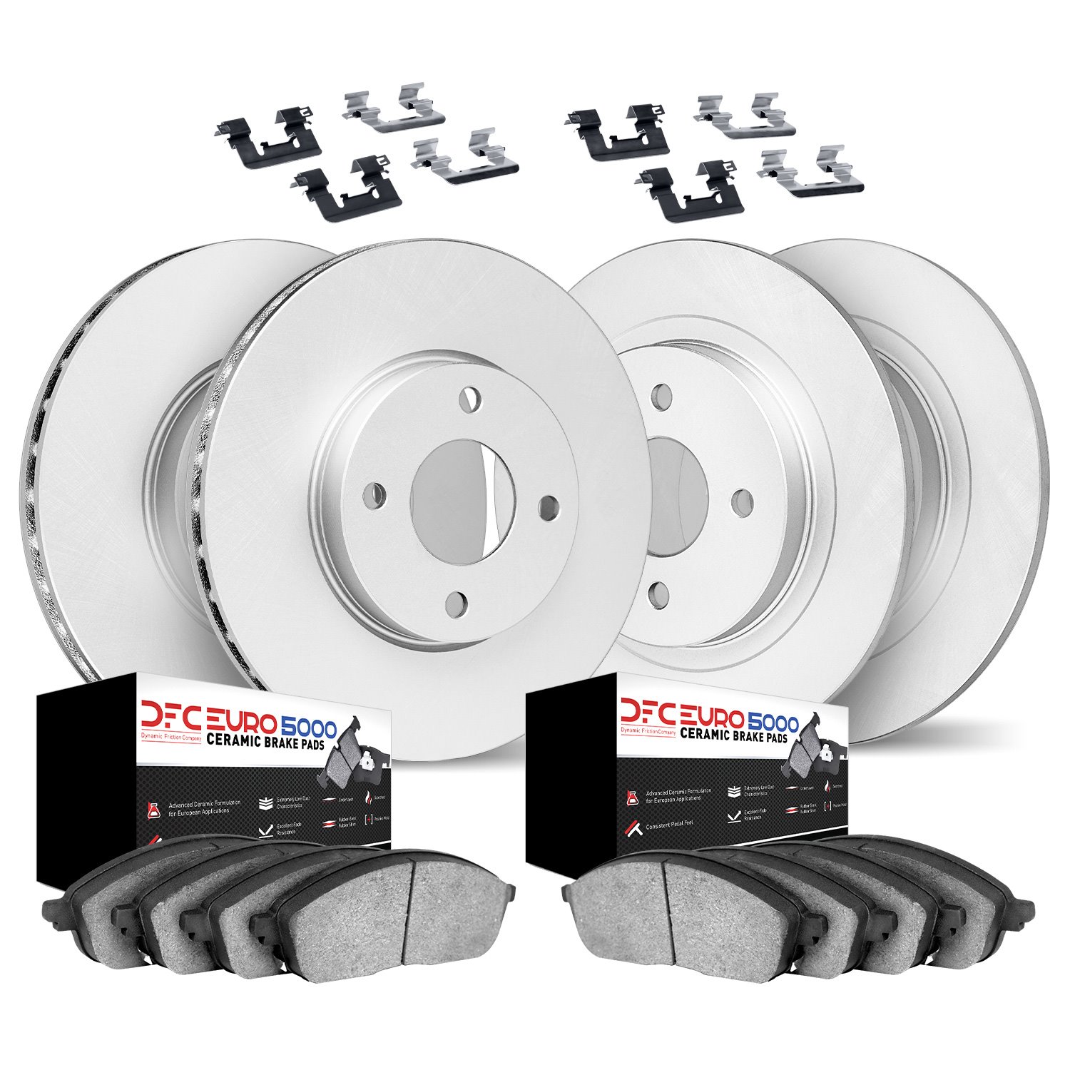 4614-12514 Geospec Brake Rotors w/5000 Euro Ceramic Brake Pads & Hardware, 2014-2019 Ford/Lincoln/Mercury/Mazda, Position: Front