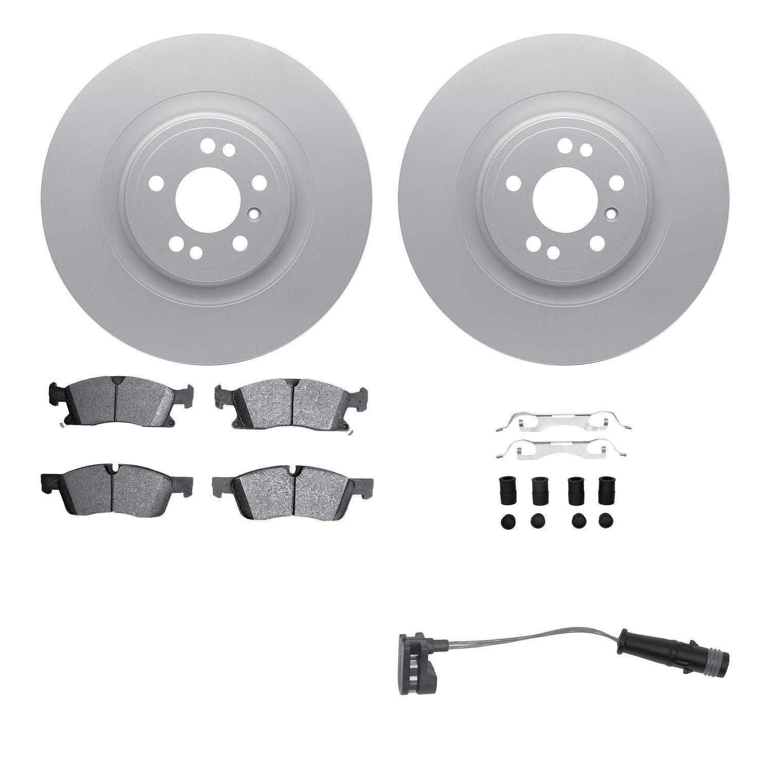 4622-19148 Geospec Brake Rotors w/5000 Euro Ceramic Brake Pads/Sensor & Hardware Kit, 2013-2019 Mercedes-Benz, Position: Front