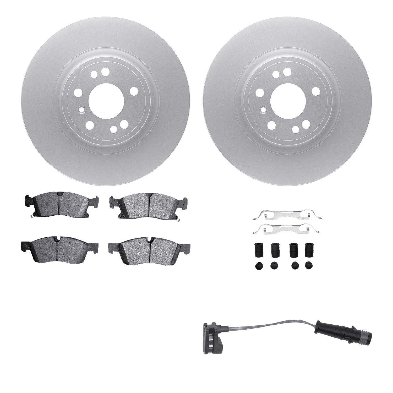 4622-19151 Geospec Brake Rotors w/5000 Euro Ceramic Brake Pads/Sensor & Hardware Kit, 2012-2018 Mercedes-Benz, Position: Front