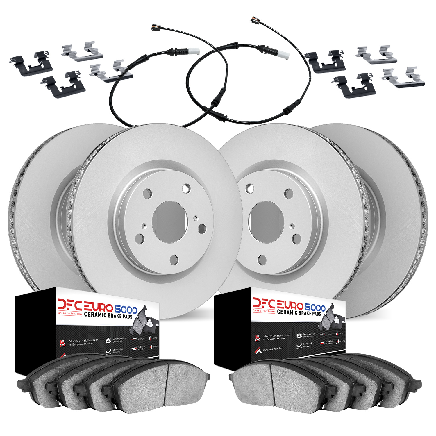 4624-11537 Geospec Brake Rotors w/5000 Euro Ceramic Brake Pads/Sensor & Hardware Kit, 2018-2021 Lexus/Toyota/Scion, Position: Fr