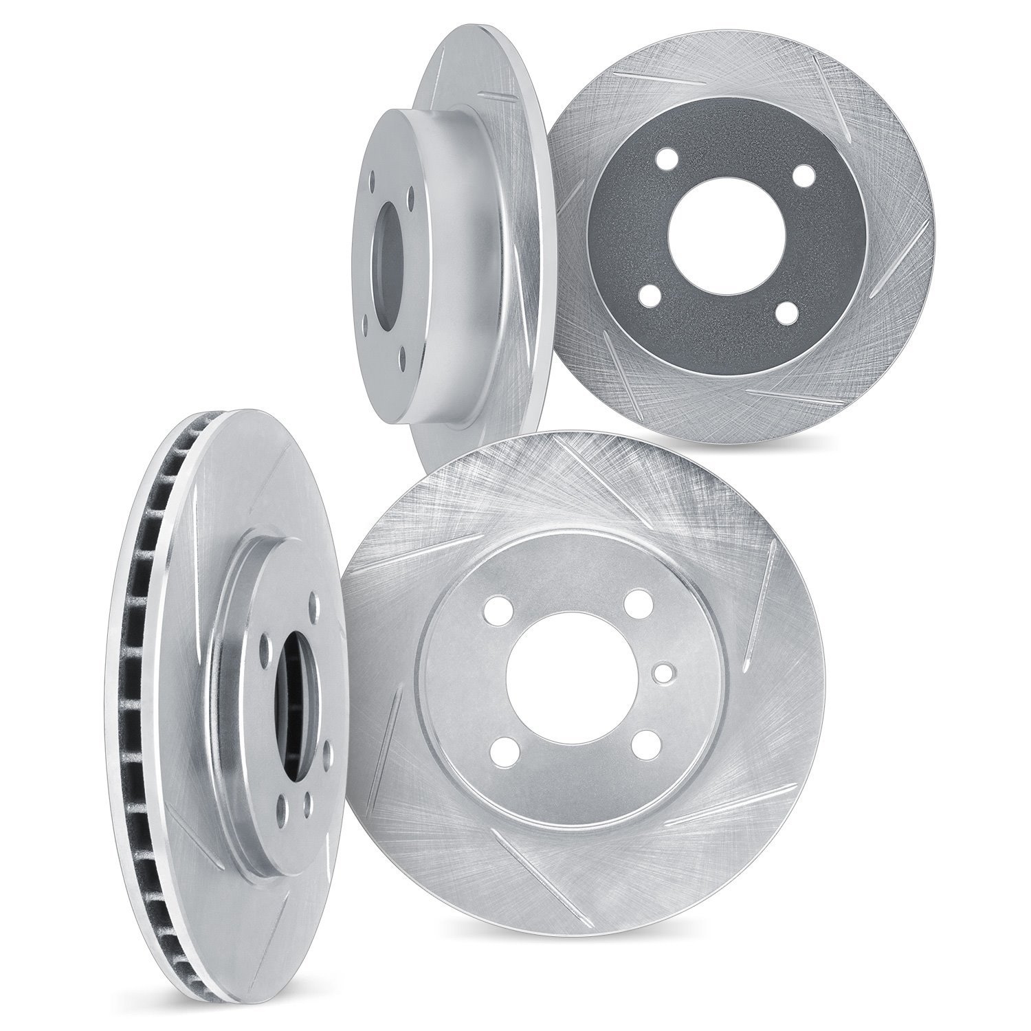 5004-01000 Slotted Brake Rotors [Silver], 2004-2009 Multiple Makes/Models, Position: Front and Rear
