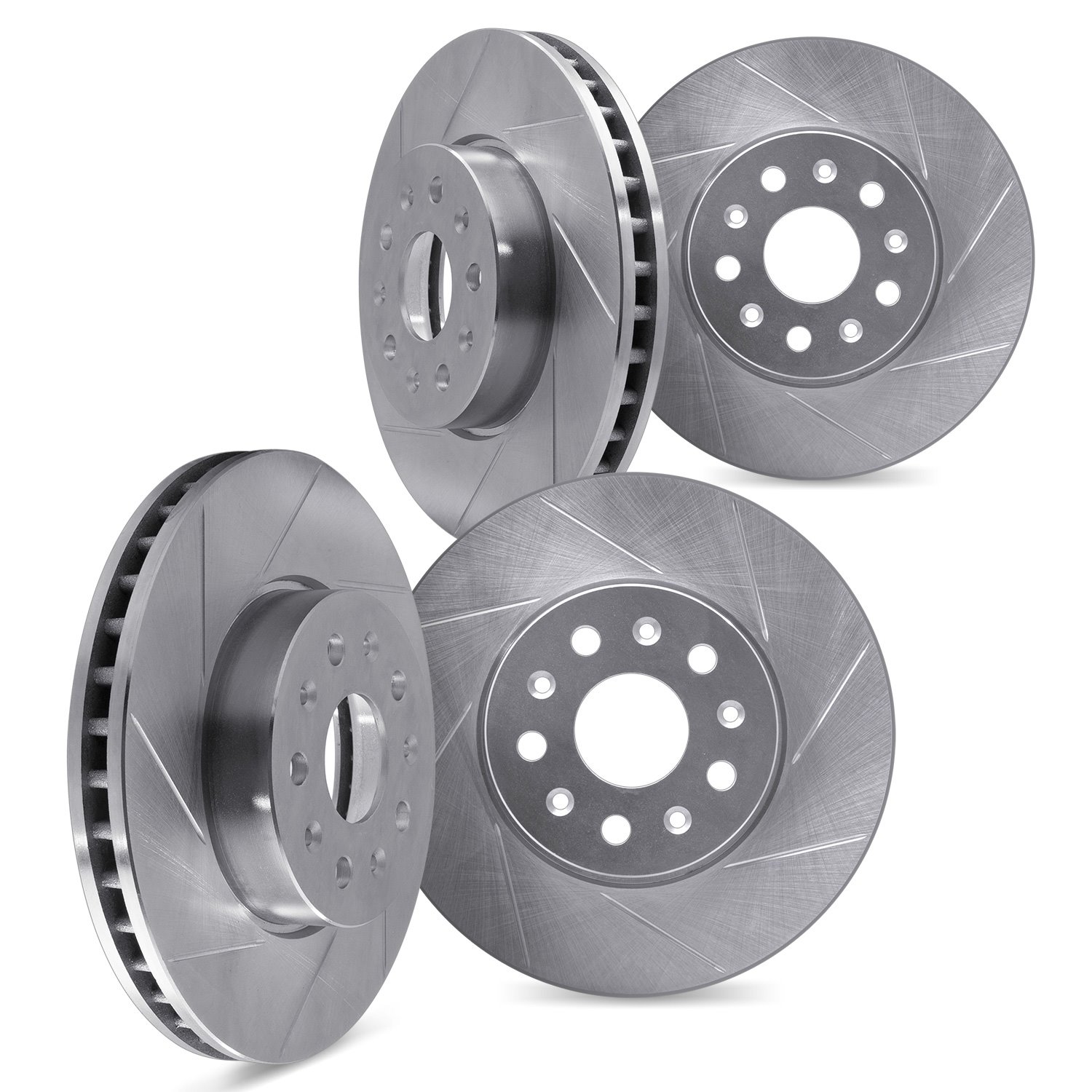 5004-01009 Slotted Brake Rotors [Silver], 2009-2017 Suzuki, Position: Front and Rear