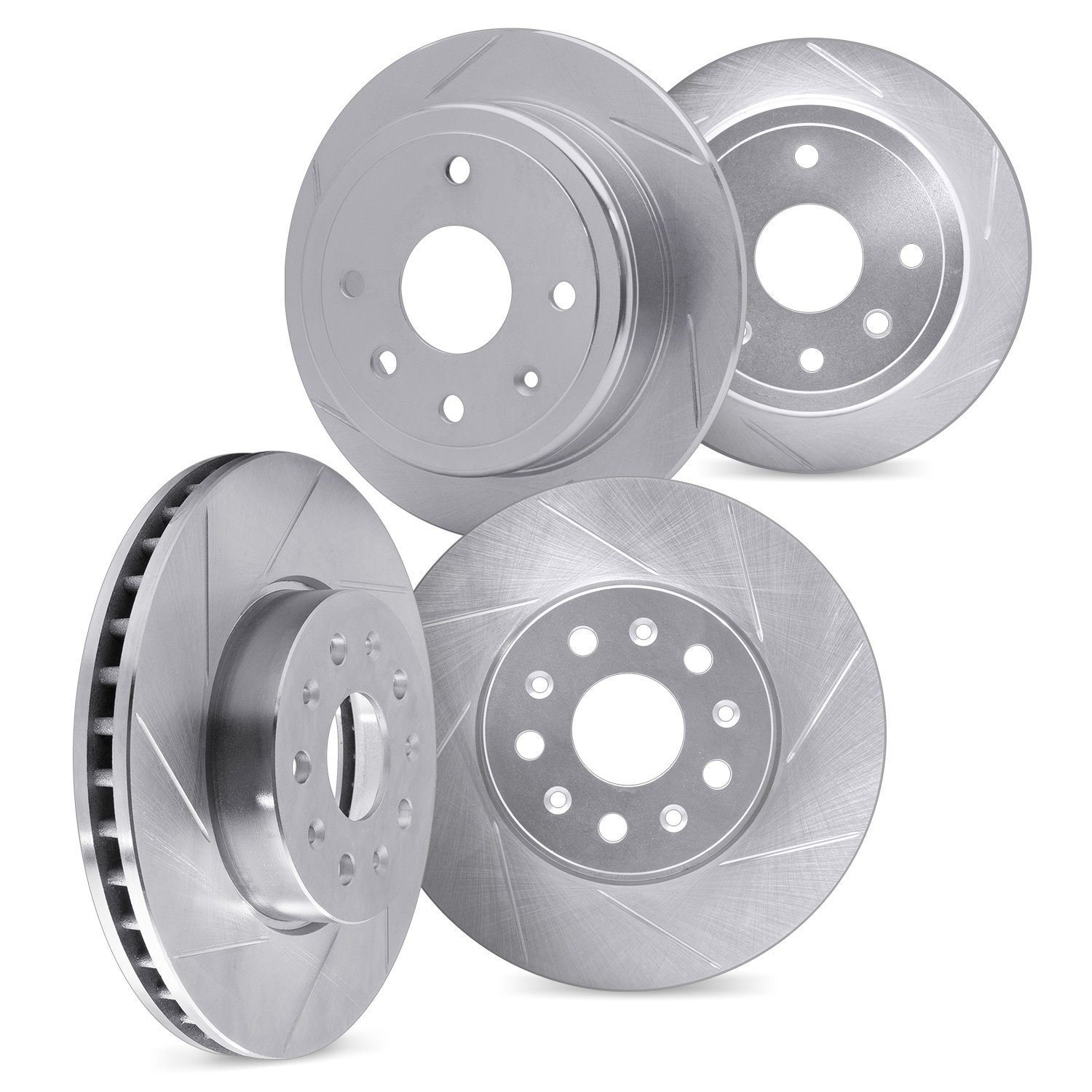 Slotted Brake Rotors [Silver], Fits Select Kia/Hyundai/Genesis