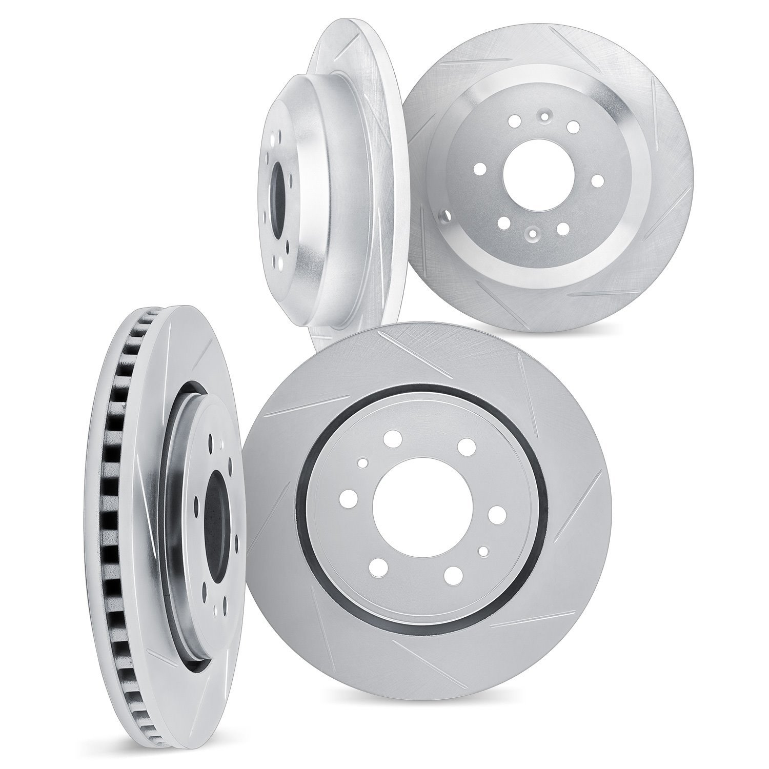 5004-21004 Slotted Brake Rotors [Silver], 2006-2014 Kia/Hyundai/Genesis, Position: Front and Rear