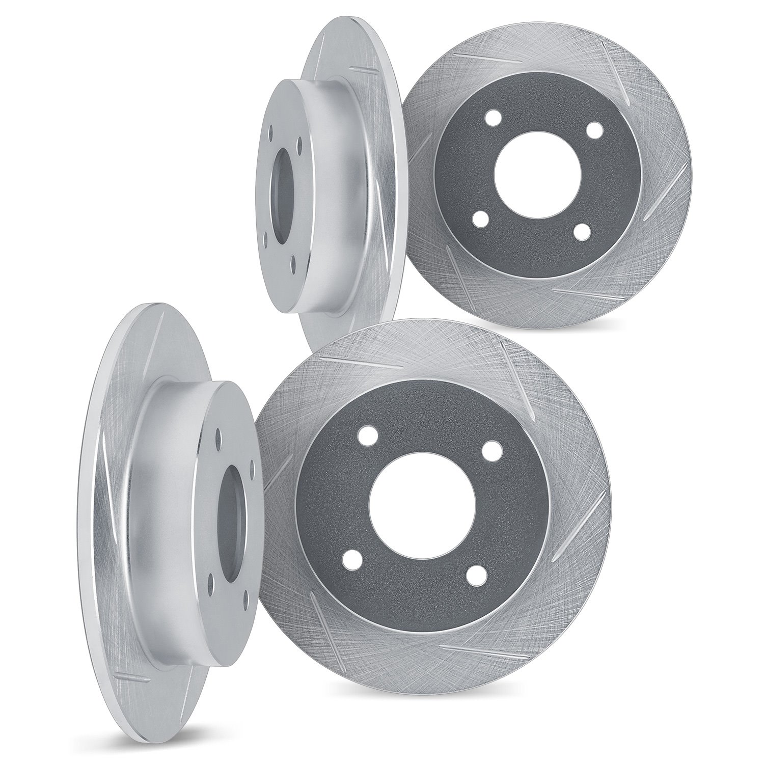 5004-28000 Slotted Brake Rotors [Silver], 1989-1991 Peugeot, Position: Front and Rear