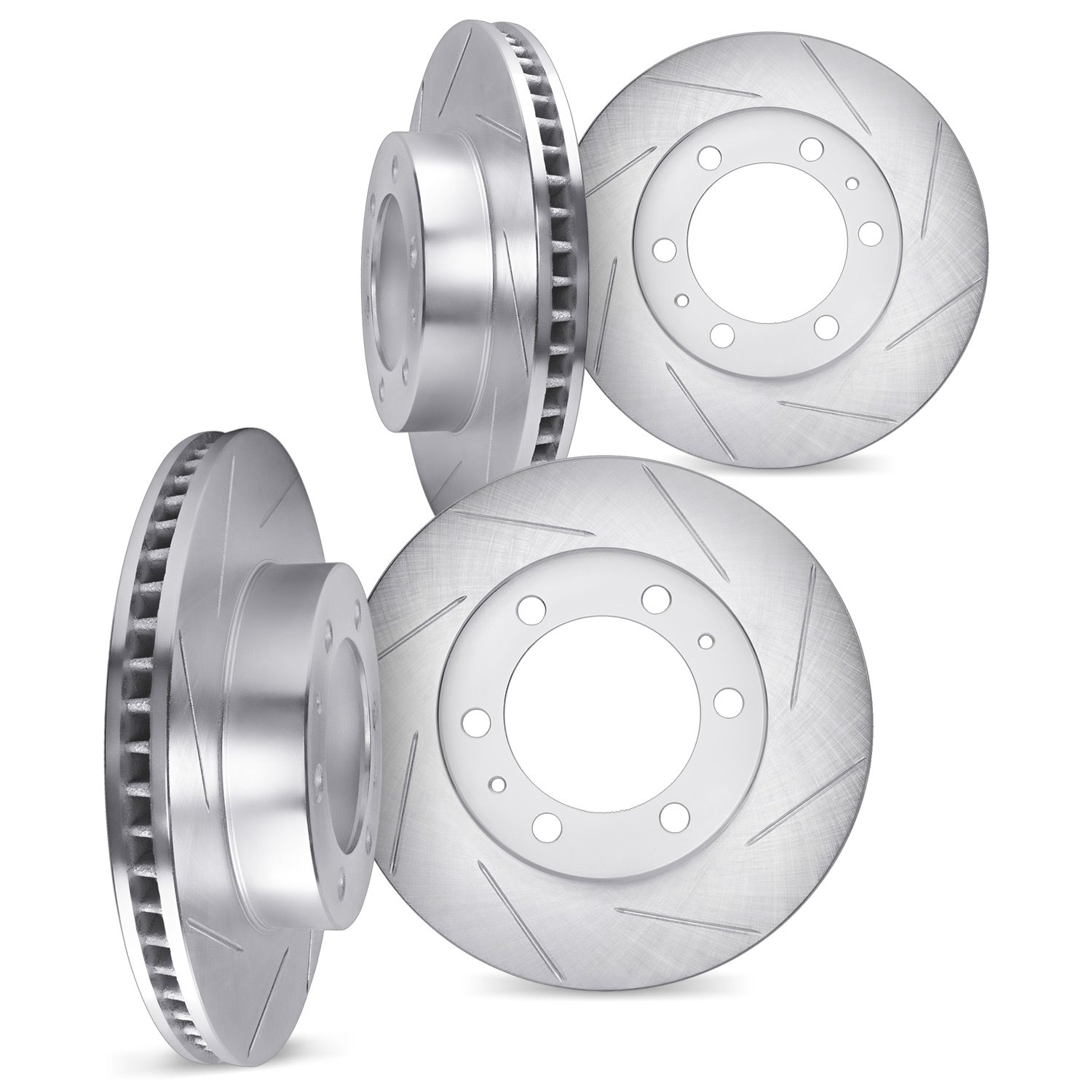 5004-37009 Slotted Brake Rotors [Silver], 2001-2004 Multiple Makes/Models, Position: Front and Rear