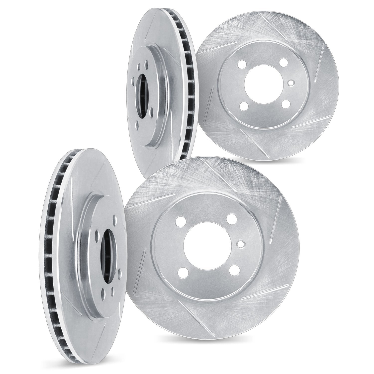 5004-37012 Slotted Brake Rotors [Silver], 1983-1990 GM, Position: Front and Rear