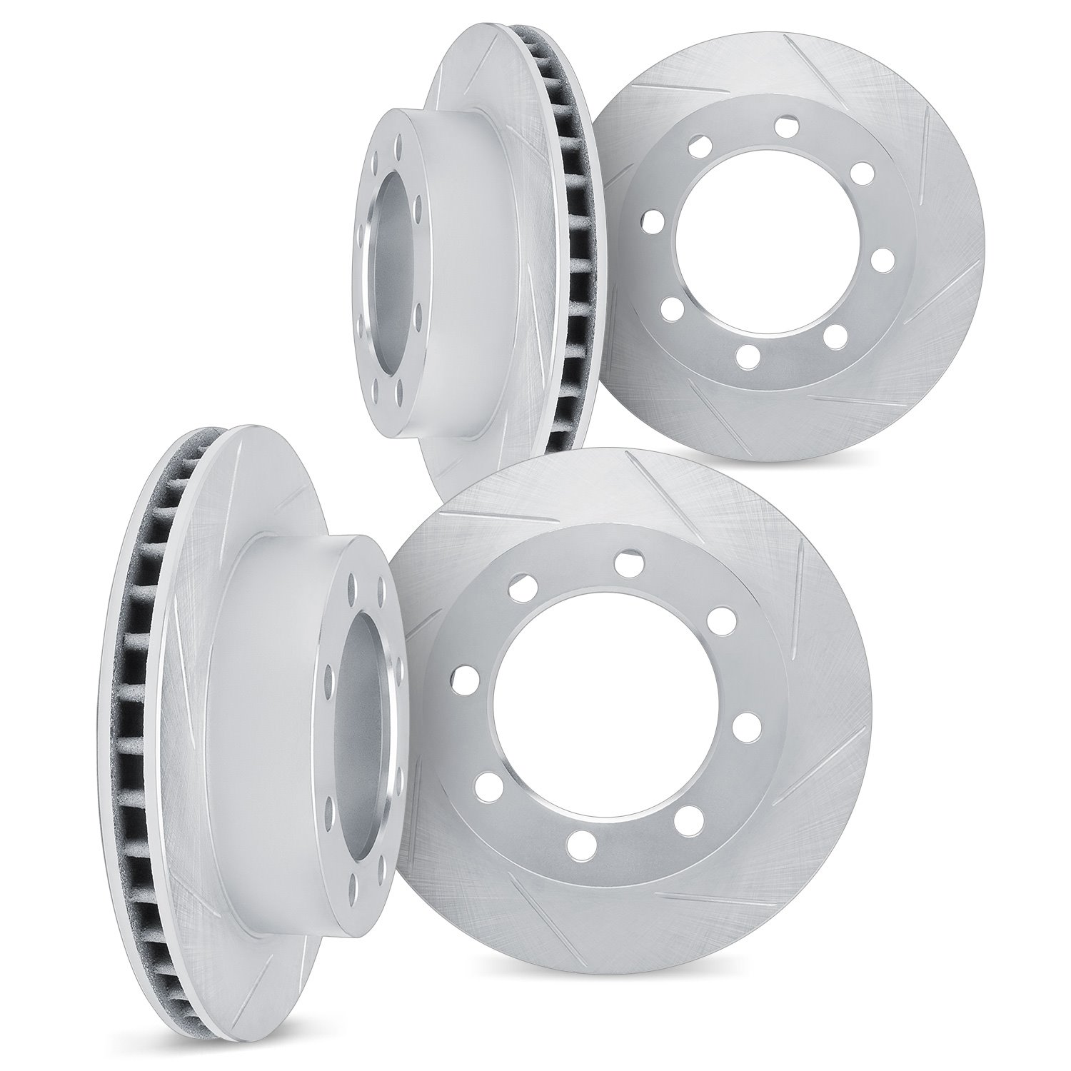 5004-40128 Slotted Brake Rotors [Silver], 2003-2008 Mopar, Position: Front and Rear