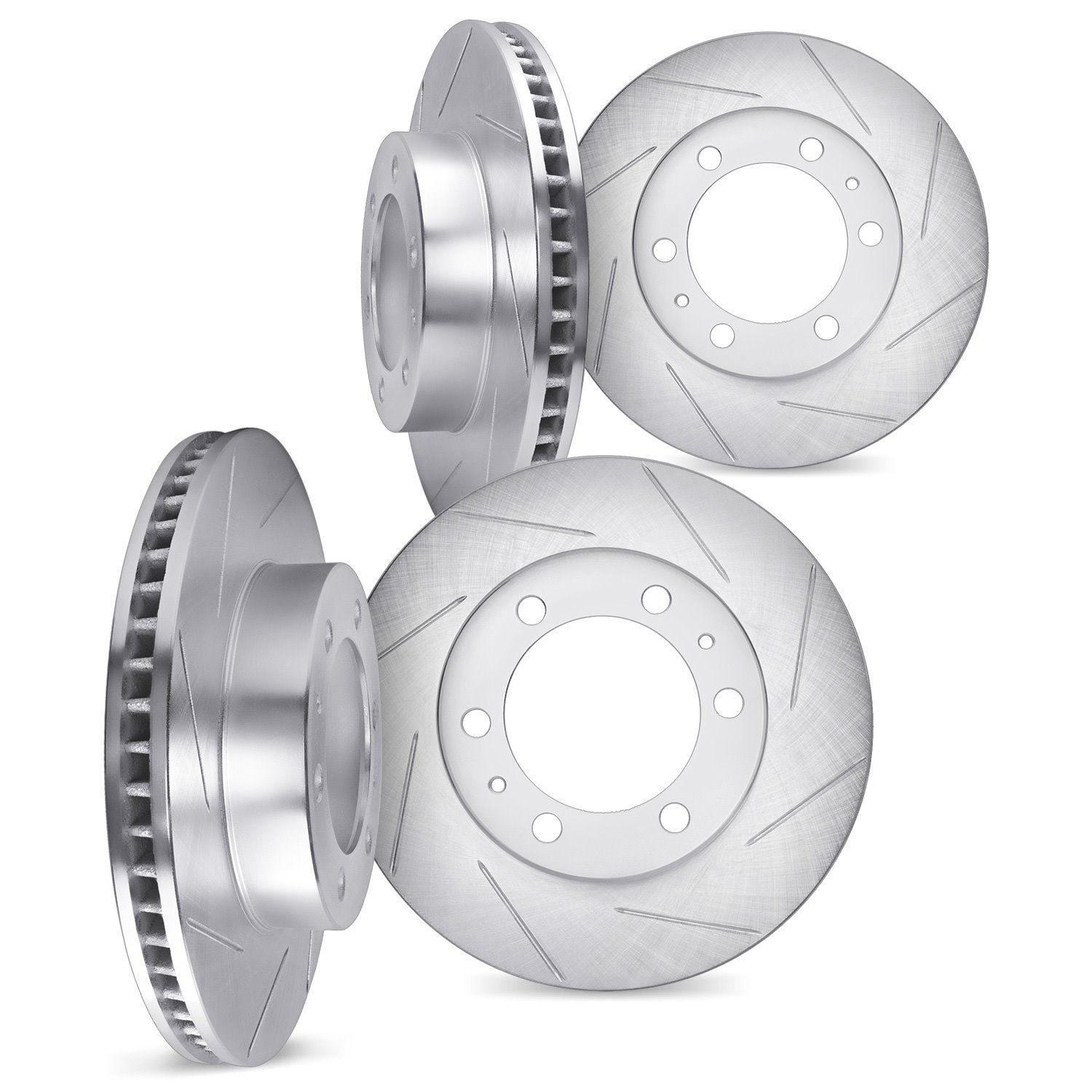 5004-67077 Slotted Brake Rotors [Silver], Fits Select Multiple Makes/Models, Position: Front and Rear