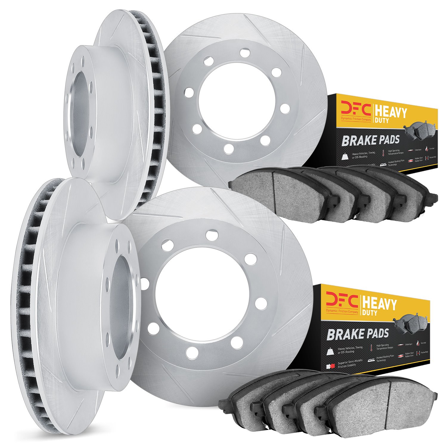 5204-99089 Slotted Brake Rotors w/Heavy-Duty Brake Pads Kits [Silver], 2010-2012 Ford/Lincoln/Mercury/Mazda, Position: Front and