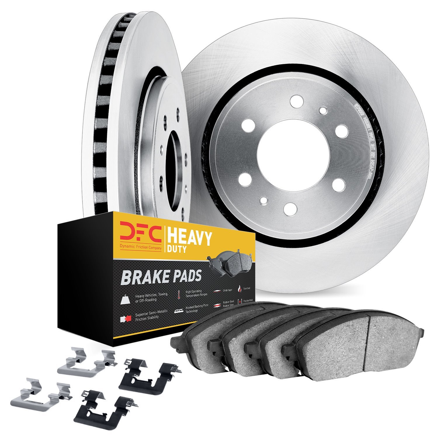 5212-42105 Slotted Brake Rotors w/Heavy-Duty Brake Pads Kits & Hardware [Silver], 1971-1973 GM, Position: Front