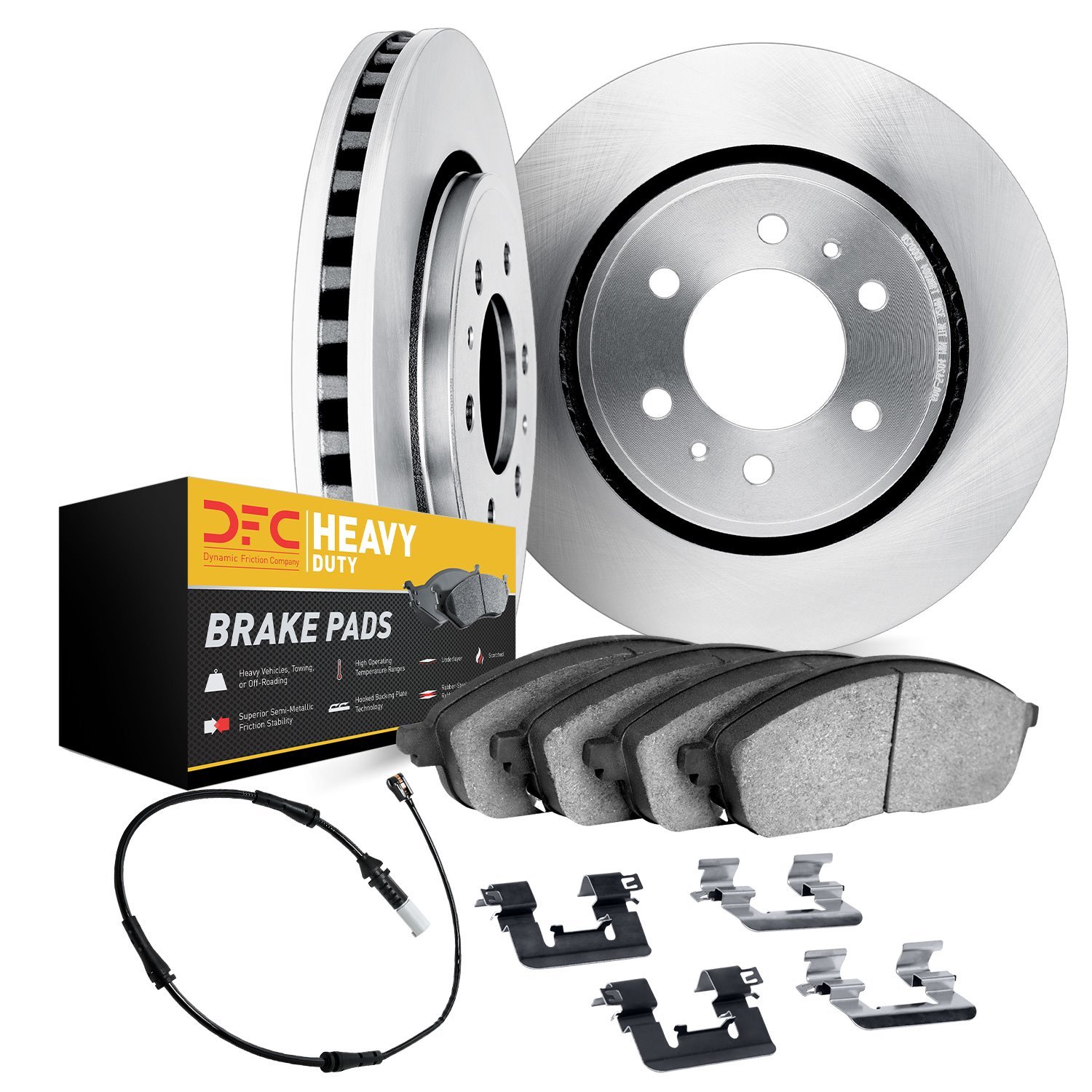 Slotted Brake Rotors w/Heavy-Duty Brake Pads Kits [Silver]