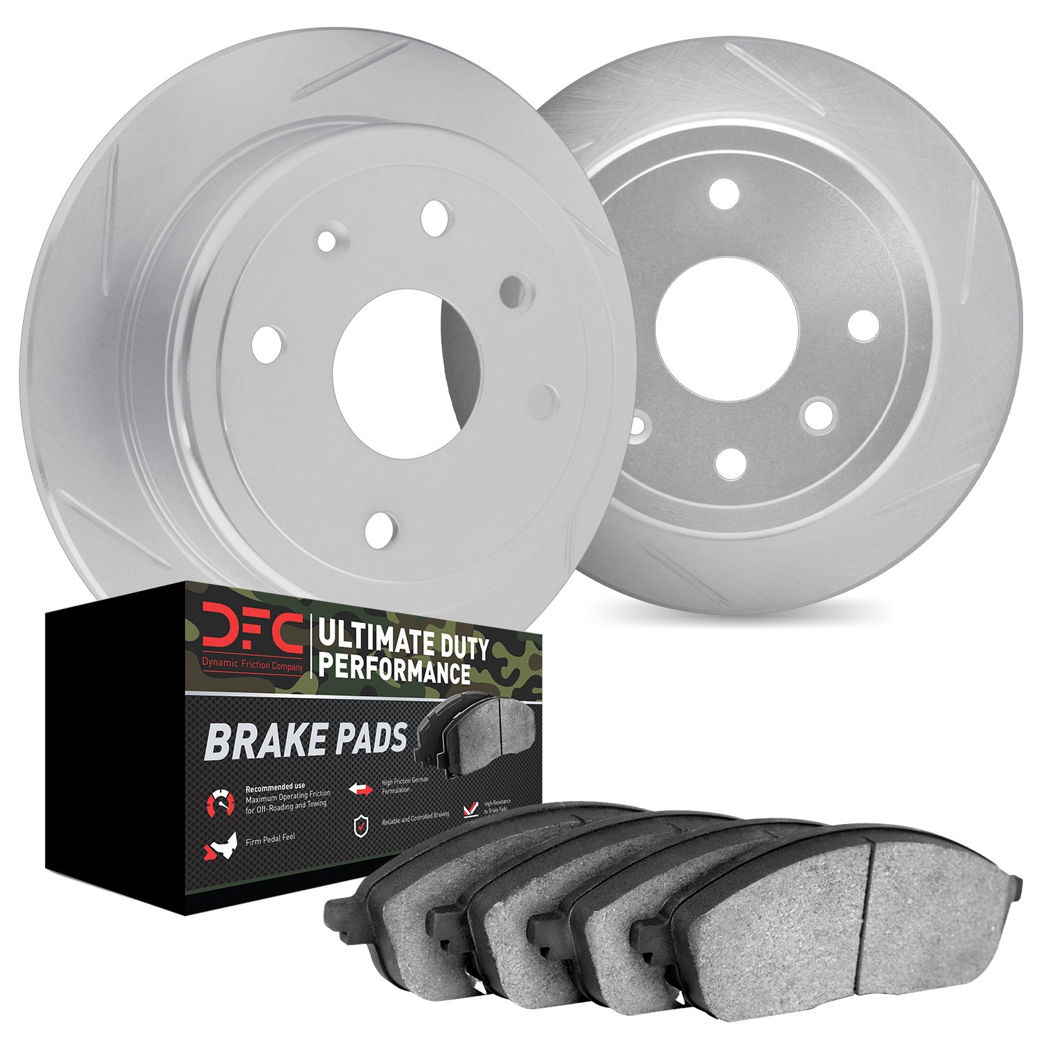 5402-54065 Slotted Brake Rotors with Ultimate-Duty Brake Pads Kit [Silver], 2006-2010 Ford/Lincoln/Mercury/Mazda, Position: Rear