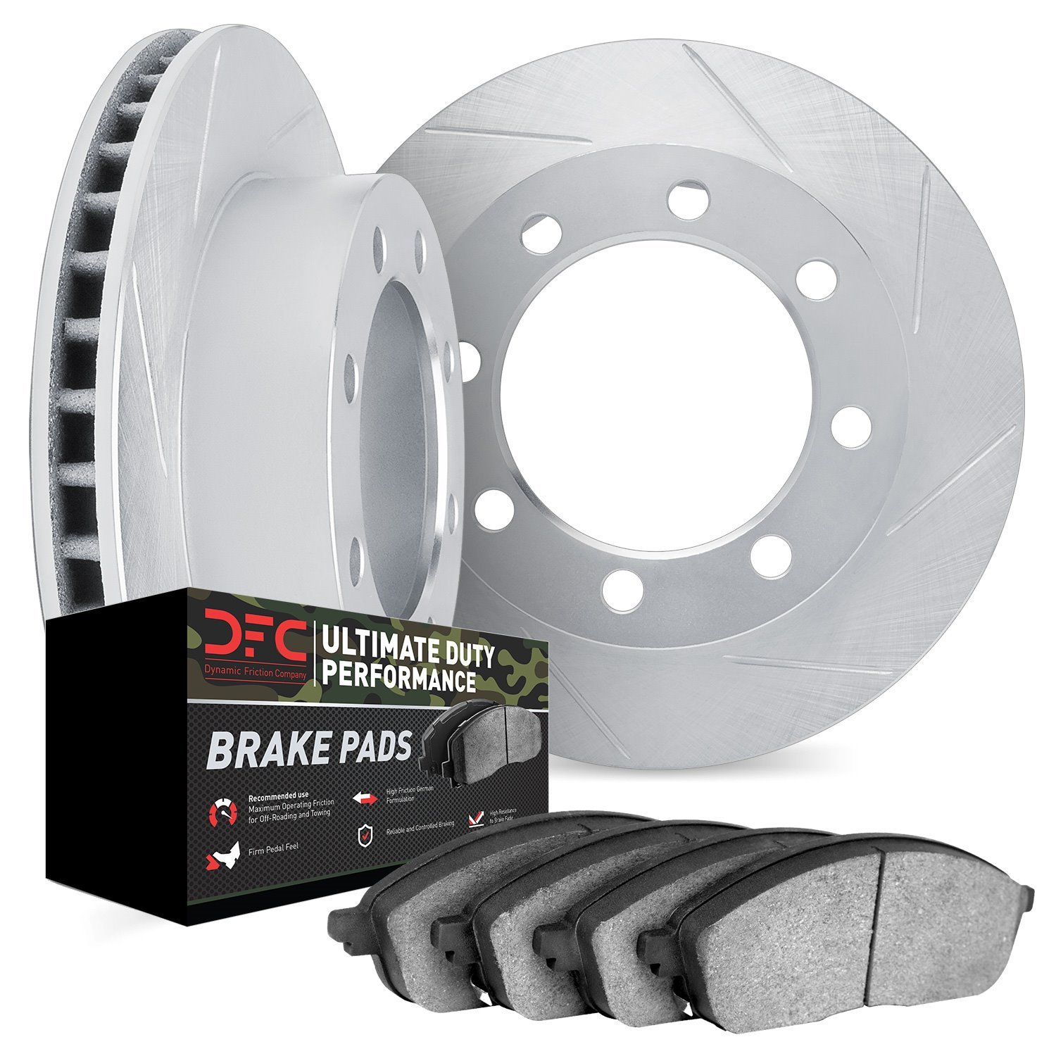 5402-54086 Slotted Brake Rotors with Ultimate-Duty Brake Pads Kit [Silver], 2010-2012 Ford/Lincoln/Mercury/Mazda, Position: Rear