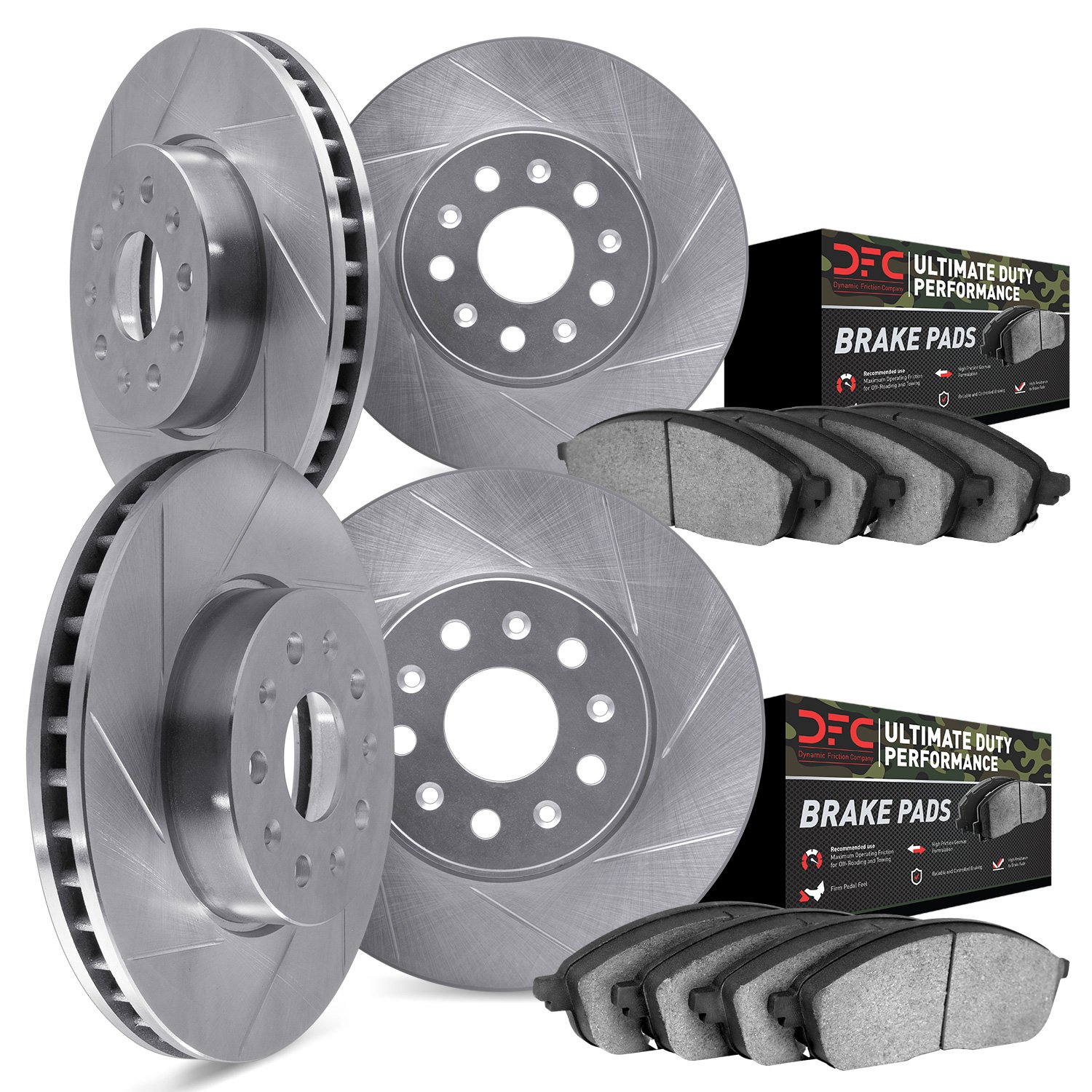 5404-03001 Slotted Brake Rotors with Ultimate-Duty Brake Pads Kit [Silver], 2010-2016 Kia/Hyundai/Genesis, Position: Front and R