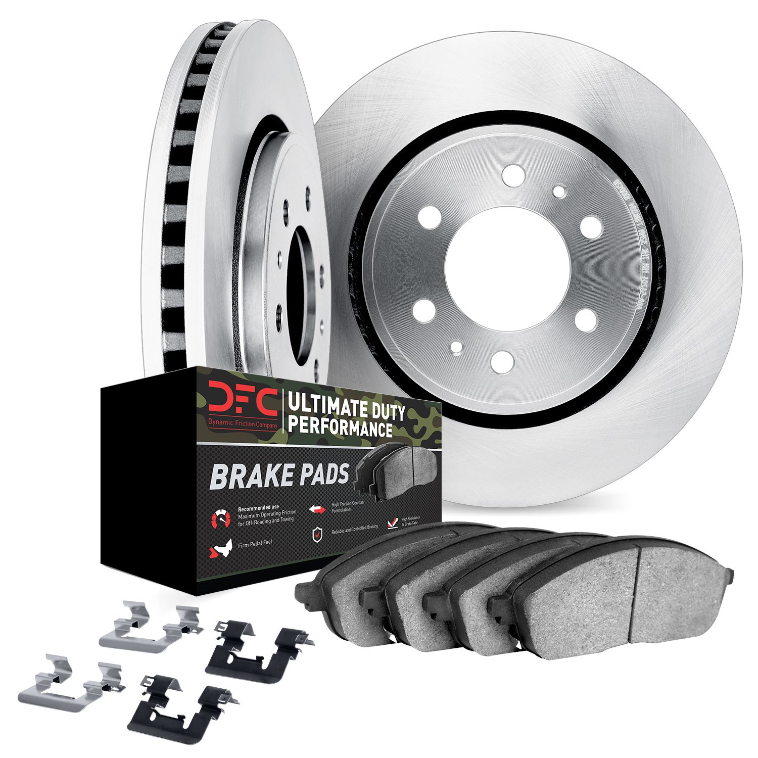 5412-46005 Slotted Brake Rotors with Ultimate-Duty Brake Pads Kit & Hardware [Silver], 1998-1999 GM, Position: Front