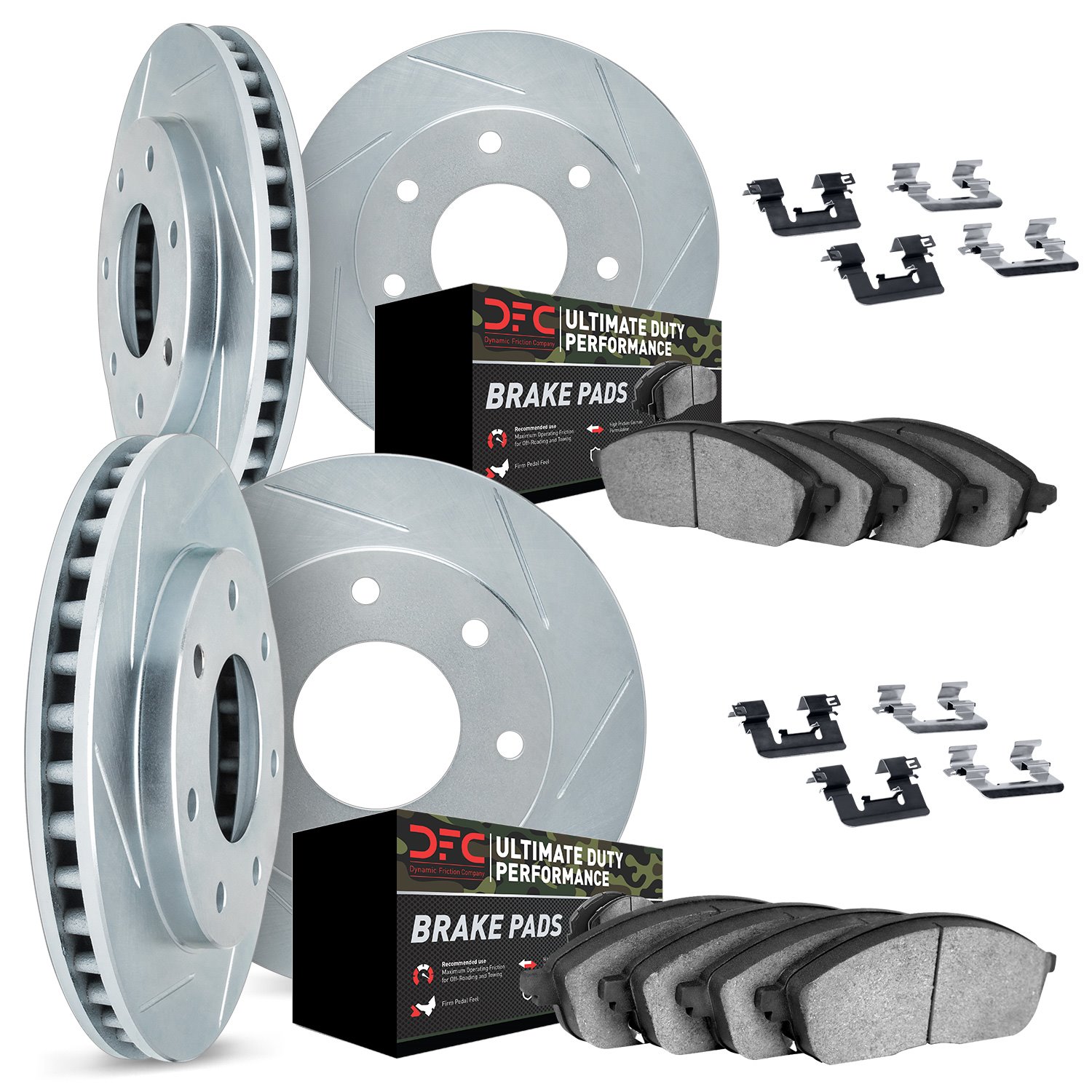 5414-54032 Slotted Brake Rotors with Ultimate-Duty Brake Pads Kit & Hardware [Silver], 2004-2008 Ford/Lincoln/Mercury/Mazda, Pos