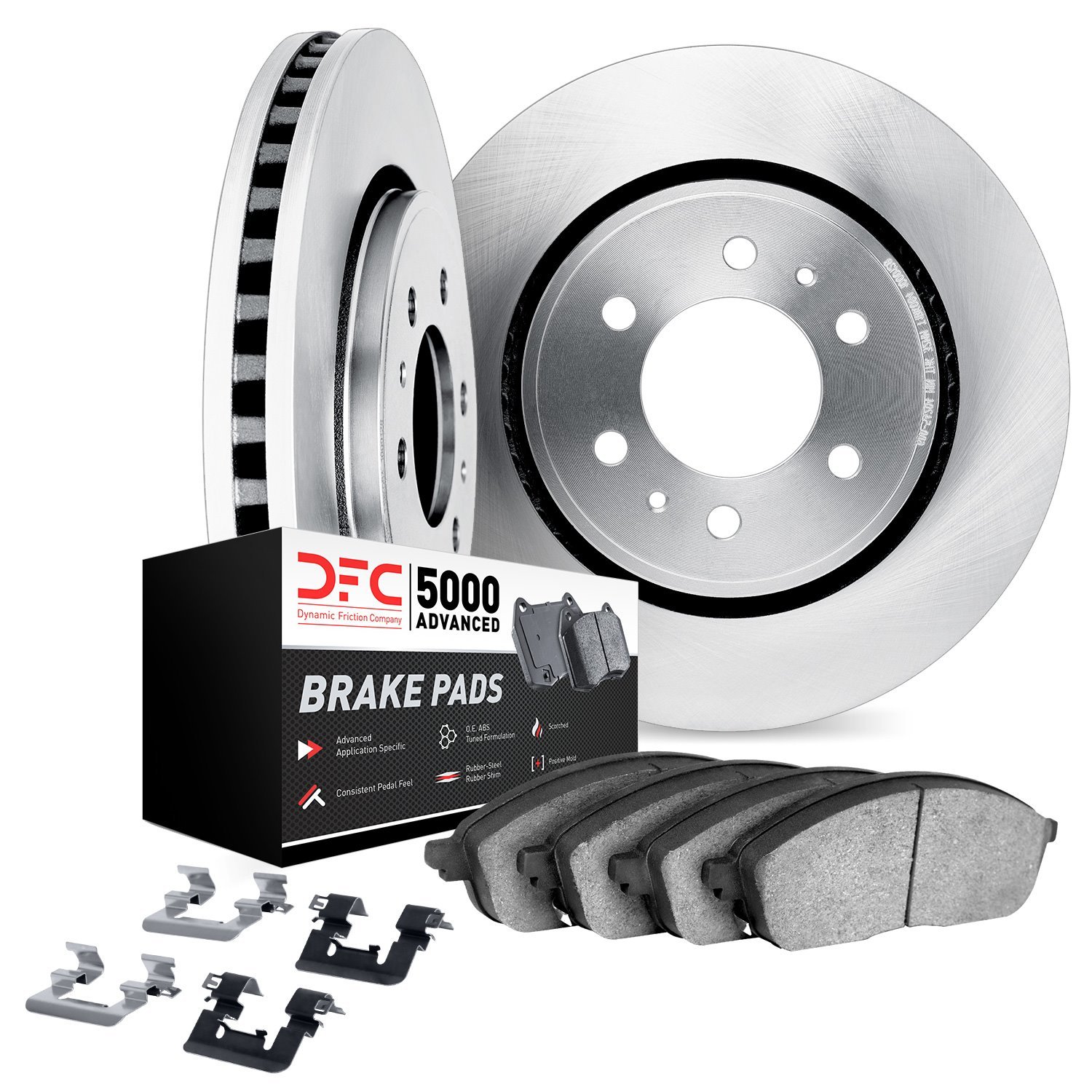 5512-37015 Slotted Brake Rotors w/5000 Advanced Brake Pads Kit & Hardware [Silver], 2001-2004 Multiple Makes/Models, Position: F