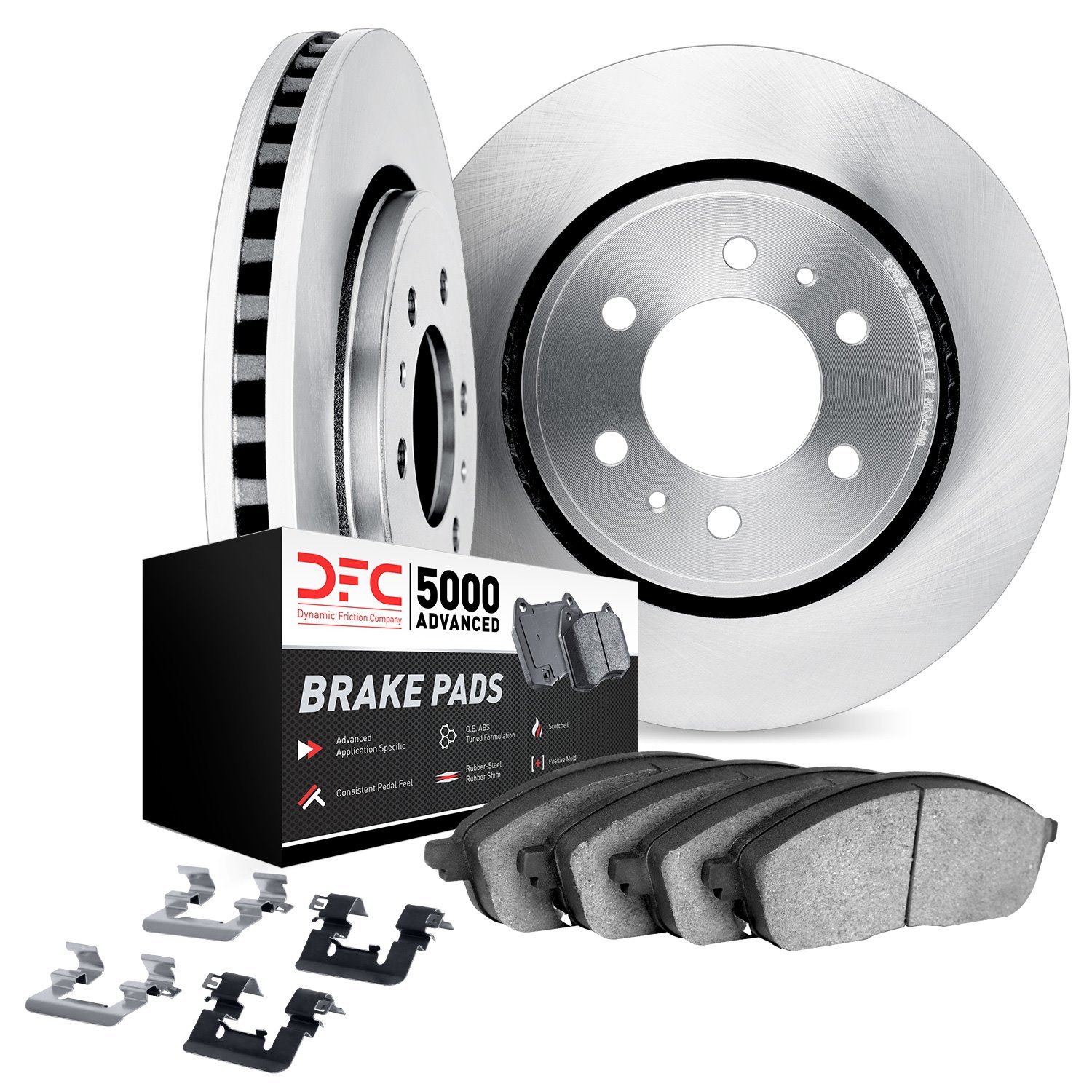 5512-48063 Slotted Brake Rotors w/5000 Advanced Brake Pads Kit & Hardware [Silver], 2014-2020 GM, Position: Rear