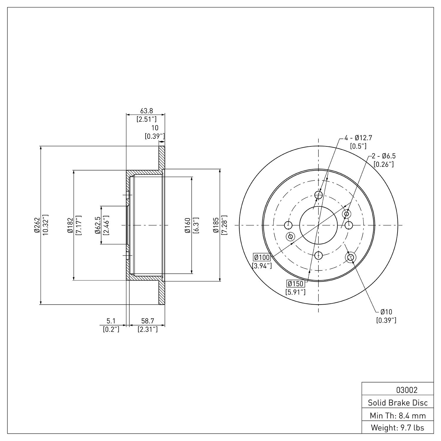 600-03002 Brake Rotor, 2006-2012 Multiple Makes/Models, Position: Rear