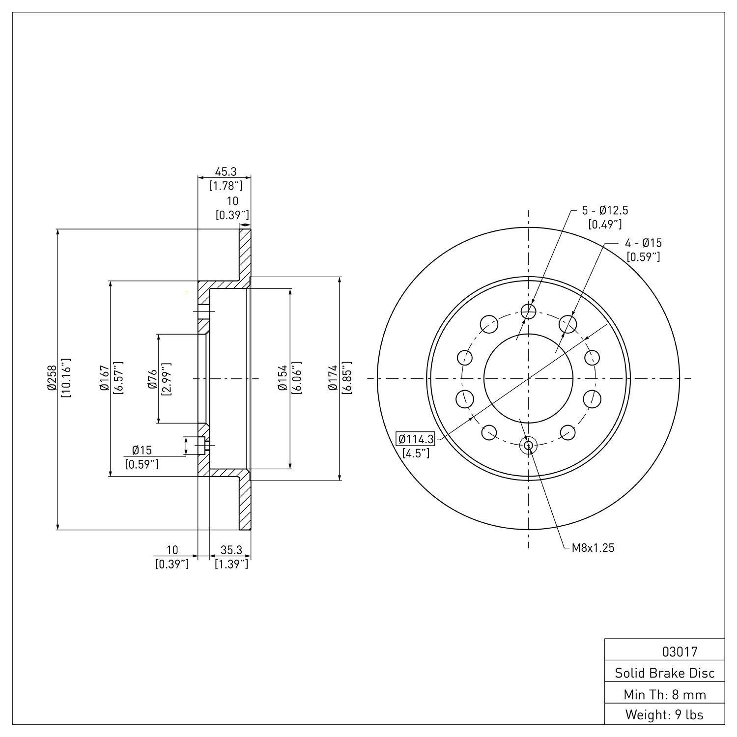 600-03017 Brake Rotor, 2003-2008 Kia/Hyundai/Genesis, Position: Rear