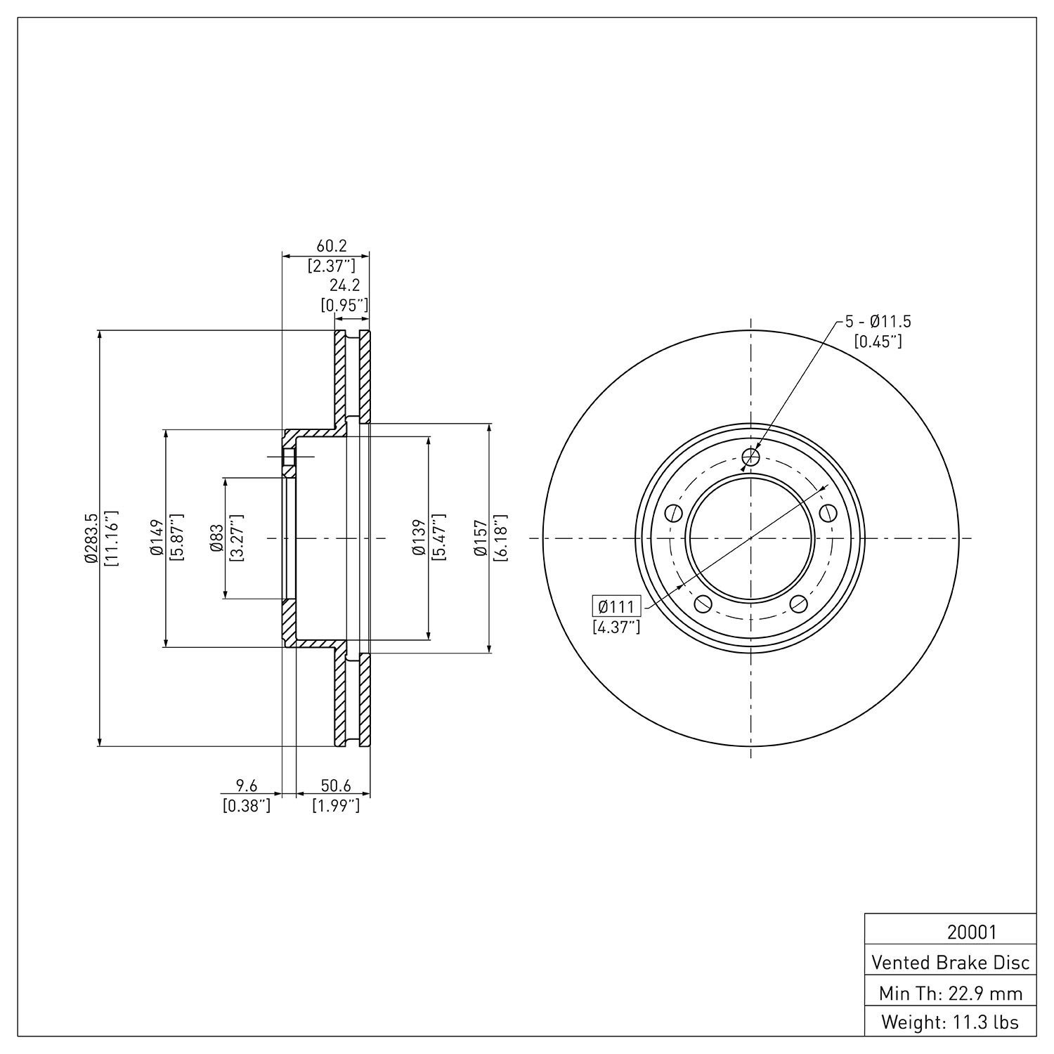 600-20001 Brake Rotor, 1971-1997 Jaguar, Position: Front