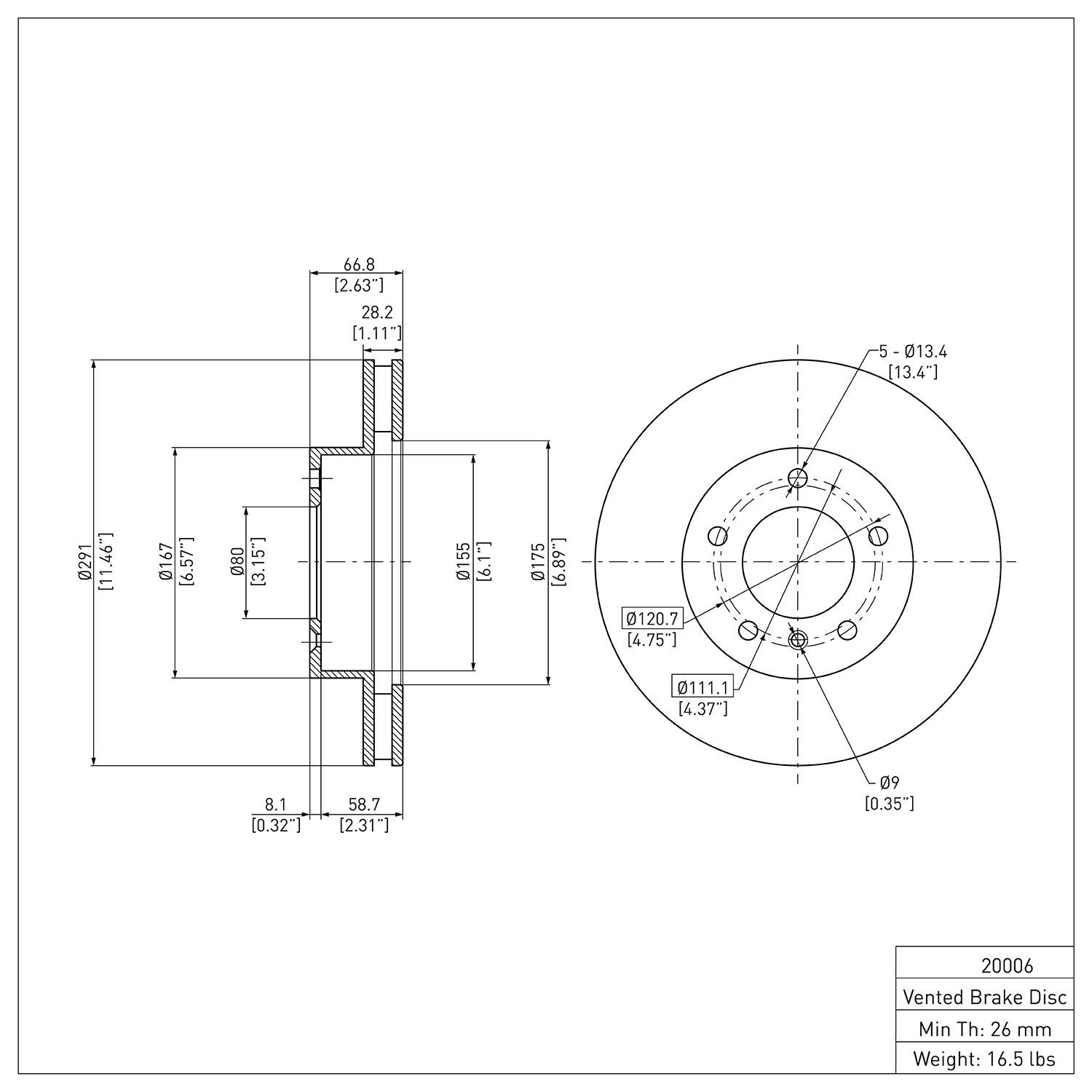 600-20006 Brake Rotor, 1990-1997 Jaguar, Position: Front