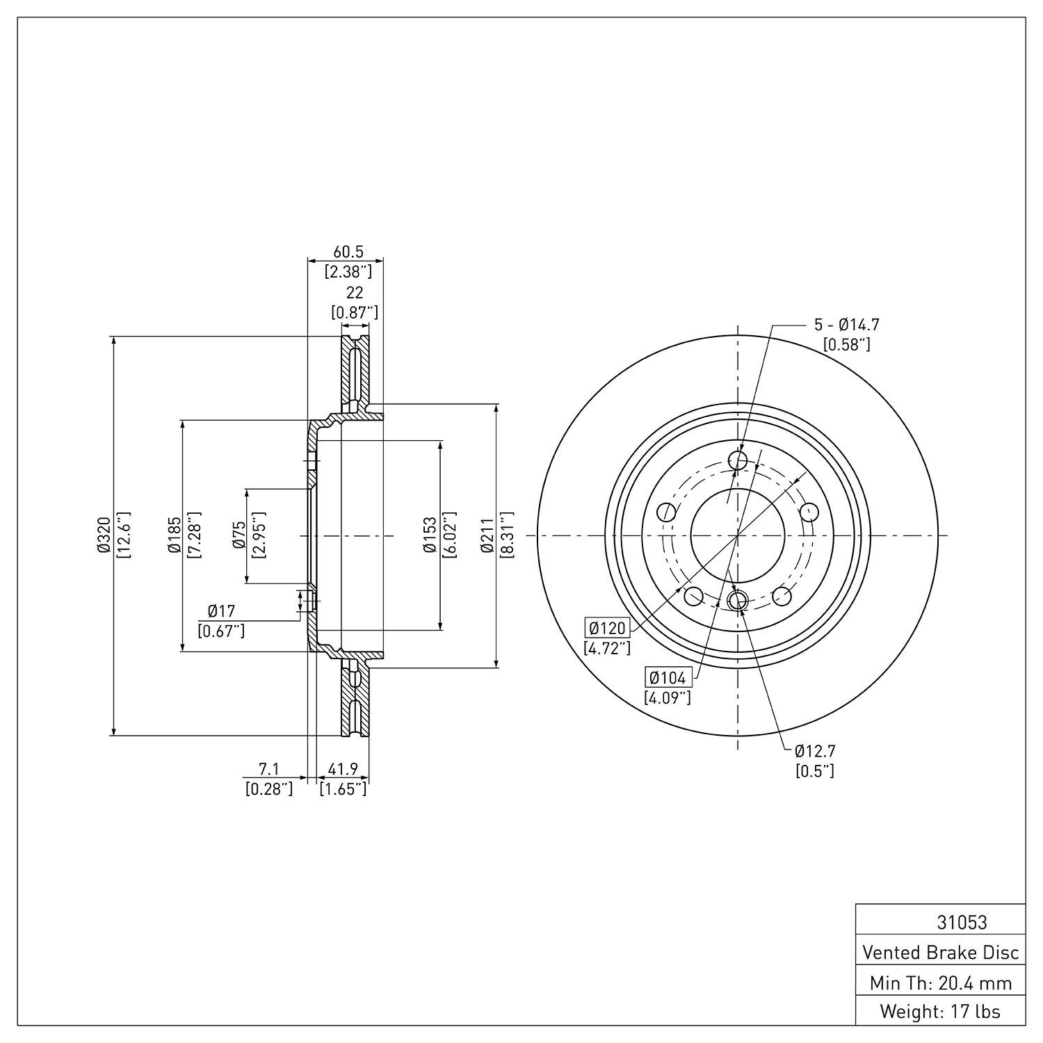 600-31053 Brake Rotor, 2001-2006 BMW, Position: Rear