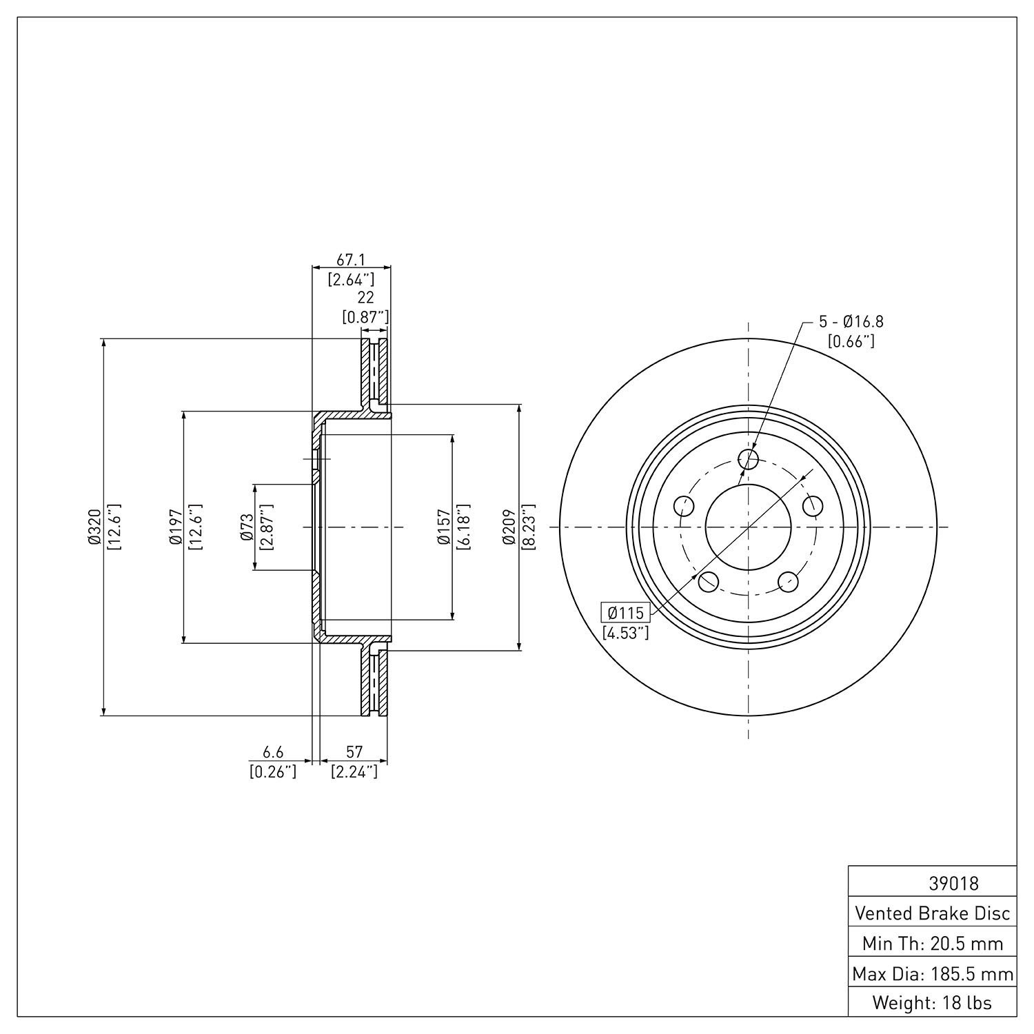 600-39018 Brake Rotor, Fits Select Mopar, Position: Rear