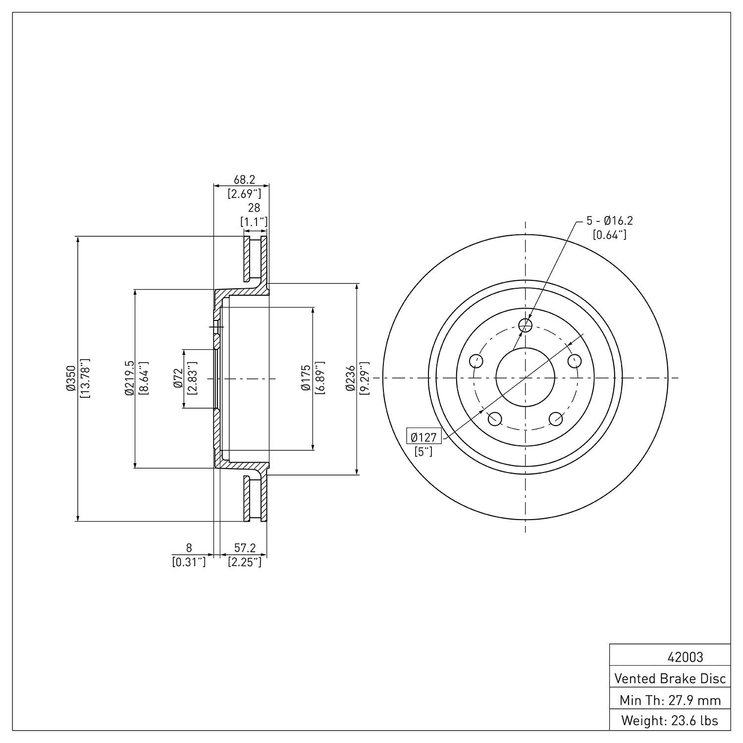 600-42003 Brake Rotor, 2006-2010 Mopar, Position: Rear