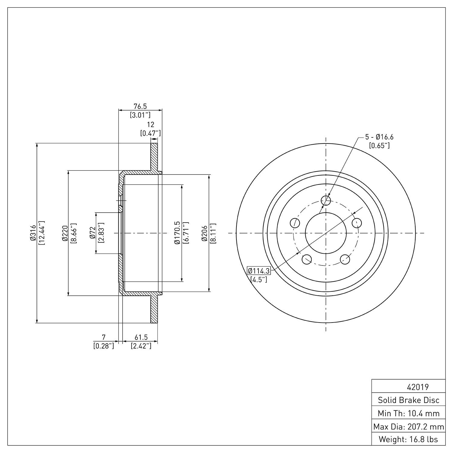 Brake Rotor, 2007-2012 Mopar