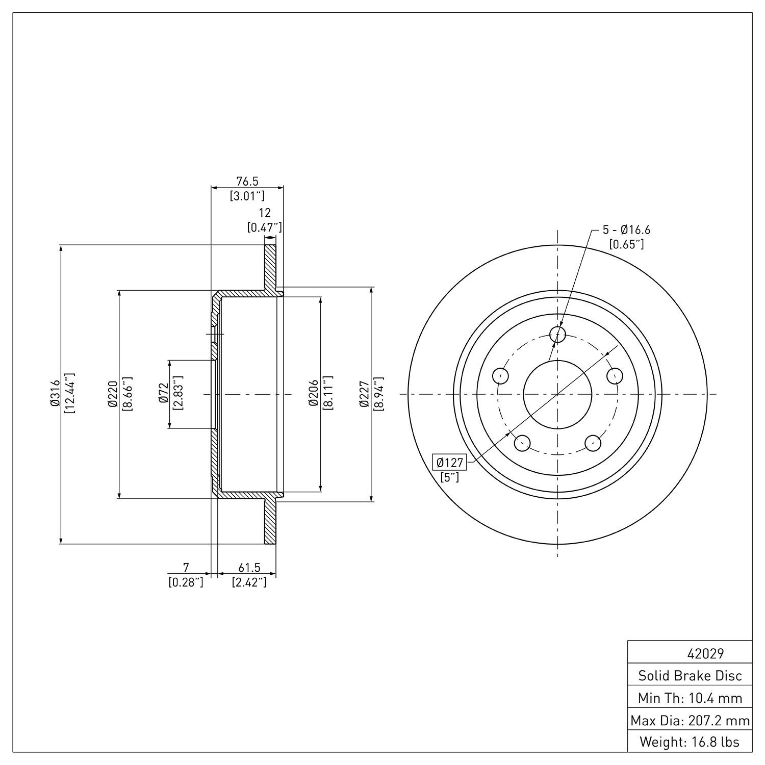 600-42029 Brake Rotor, 2007-2018 Mopar, Position: Rear