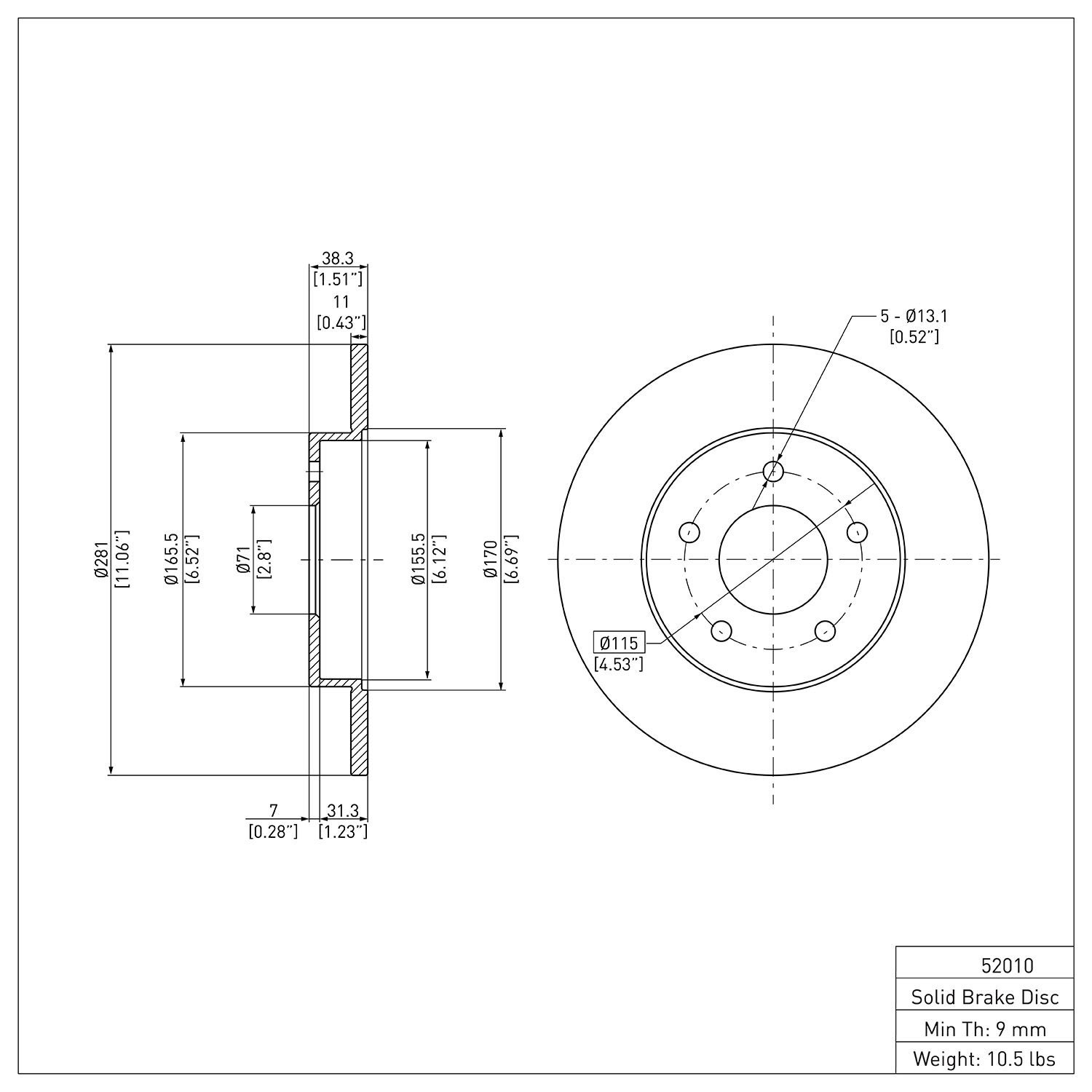 600-52010 Brake Rotor, 1992-2005 GM, Position: Rear