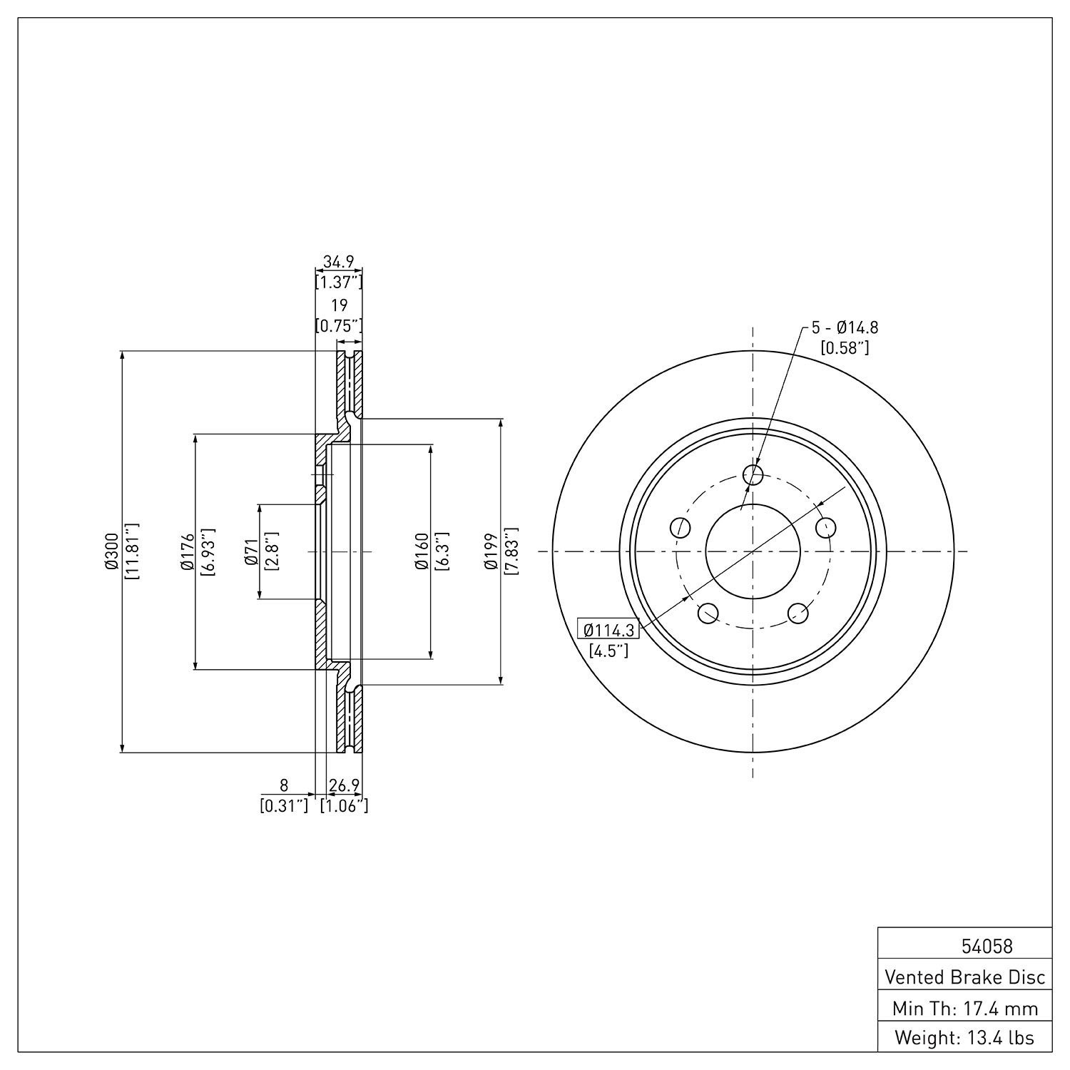 600-54058 Brake Rotor, 2005-2014 Ford/Lincoln/Mercury/Mazda, Position: Rear