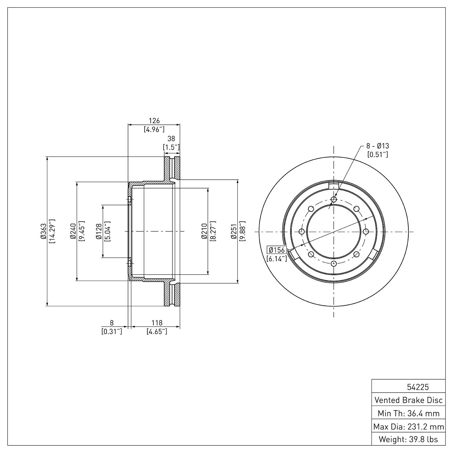 600-54225 Brake Rotor, Fits Select Ford/Lincoln/Mercury/Mazda, Position: Rear,Rr