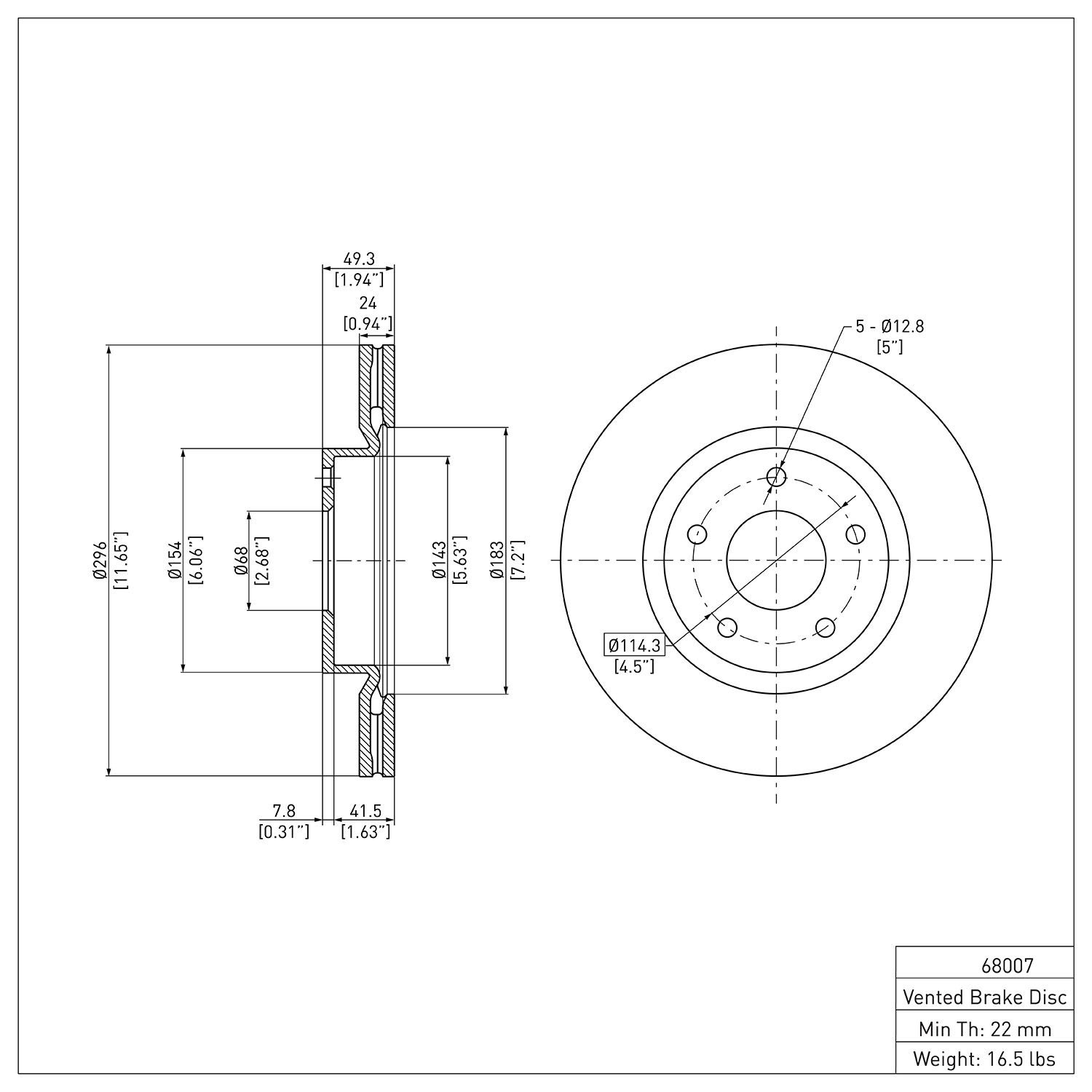 600-68007 Brake Rotor, 2003-2005 Infiniti/Nissan, Position: Front