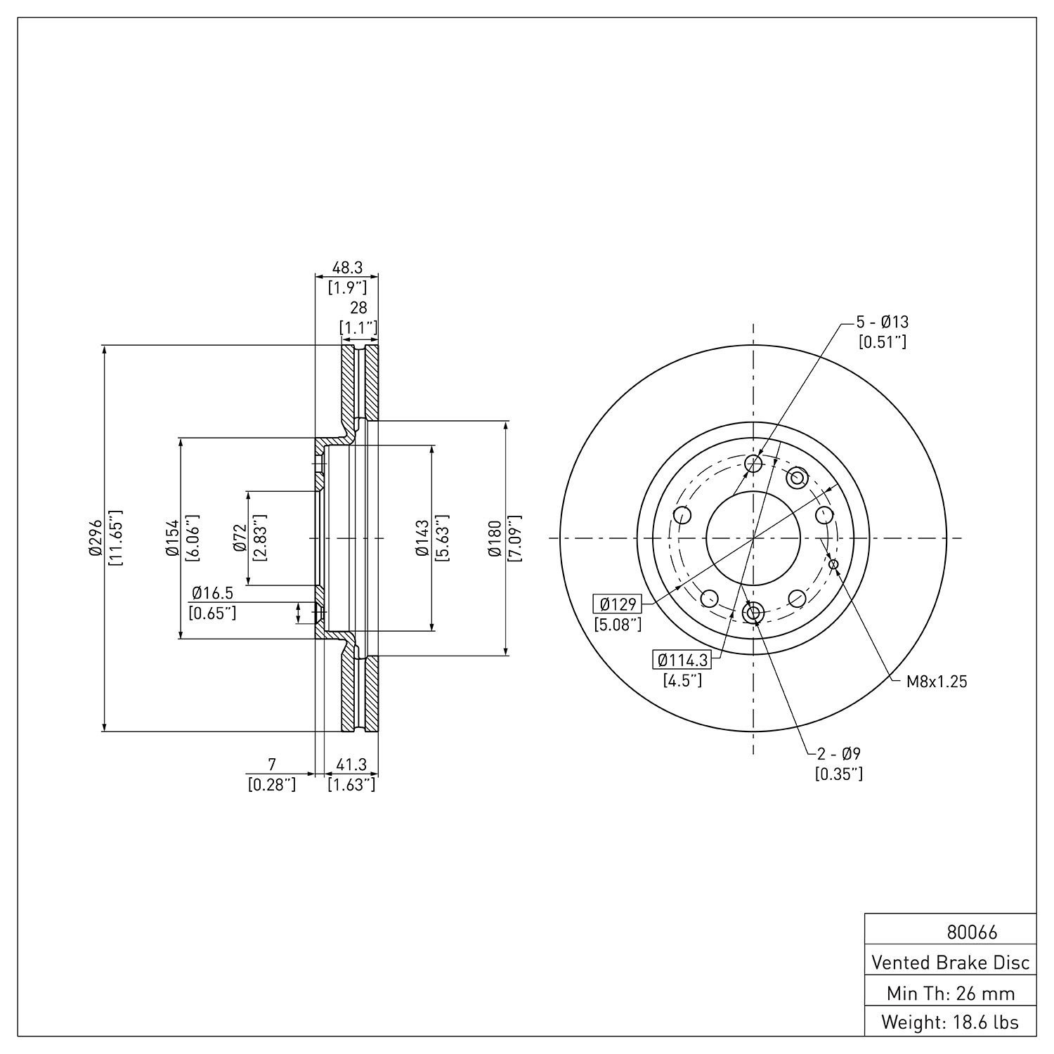 600-80066 Brake Rotor, 2007-2012 Ford/Lincoln/Mercury/Mazda, Position: Front