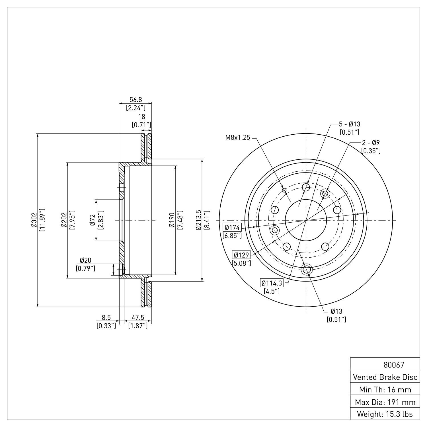 600-80067 Brake Rotor, 2007-2012 Ford/Lincoln/Mercury/Mazda, Position: Rear