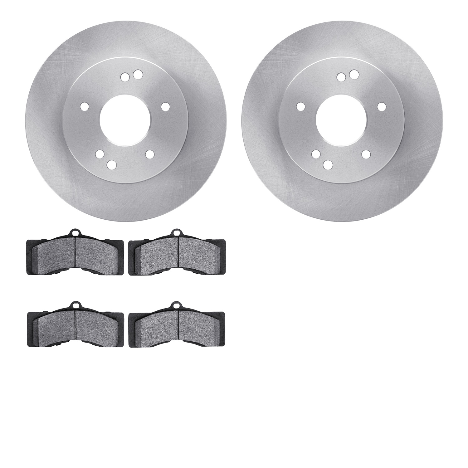 6202-47136 Brake Rotors w/Heavy-Duty Brake Pads Kit, 1963-1982 GM, Position: Rear, Front