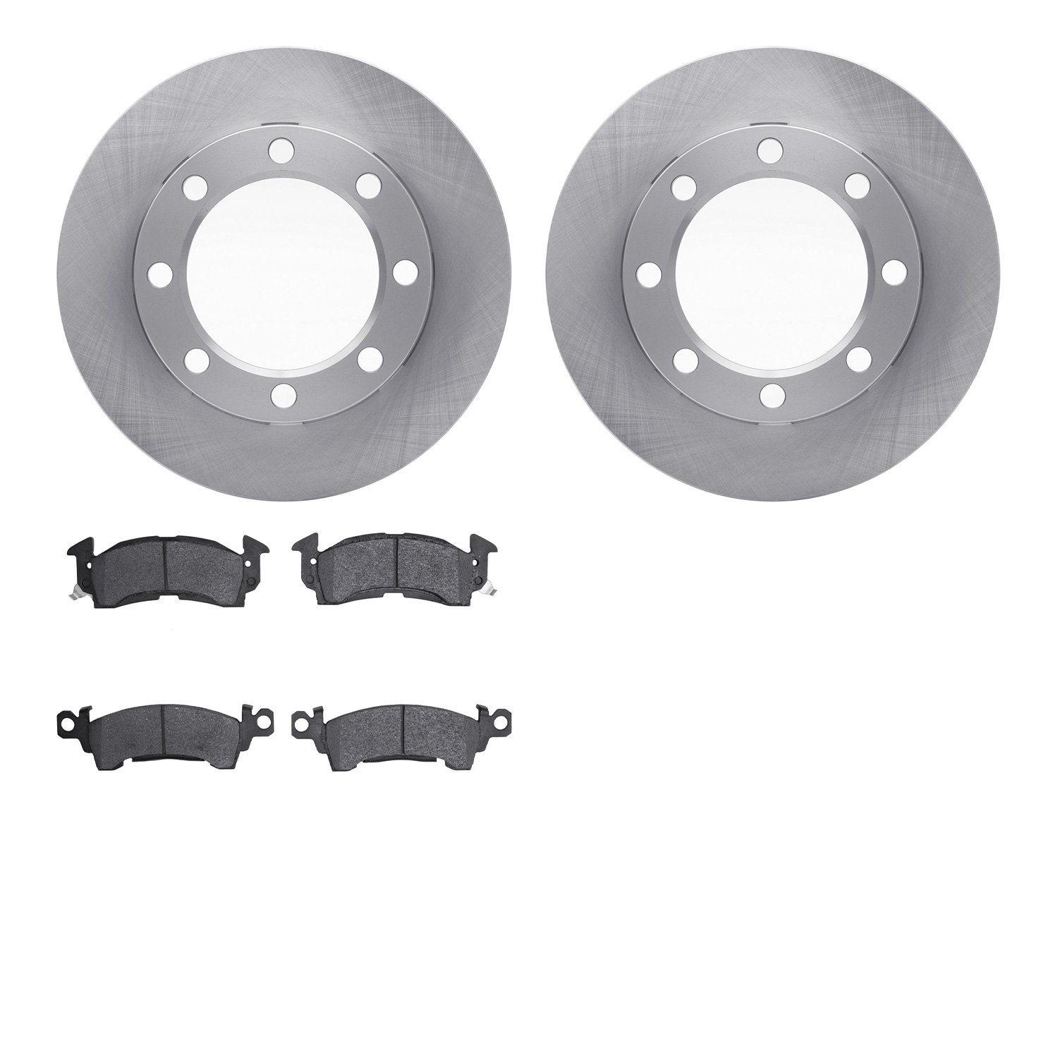 6202-48351 Brake Rotors w/Heavy-Duty Brake Pads Kit, 1971-1988 Multiple Makes/Models, Position: Front