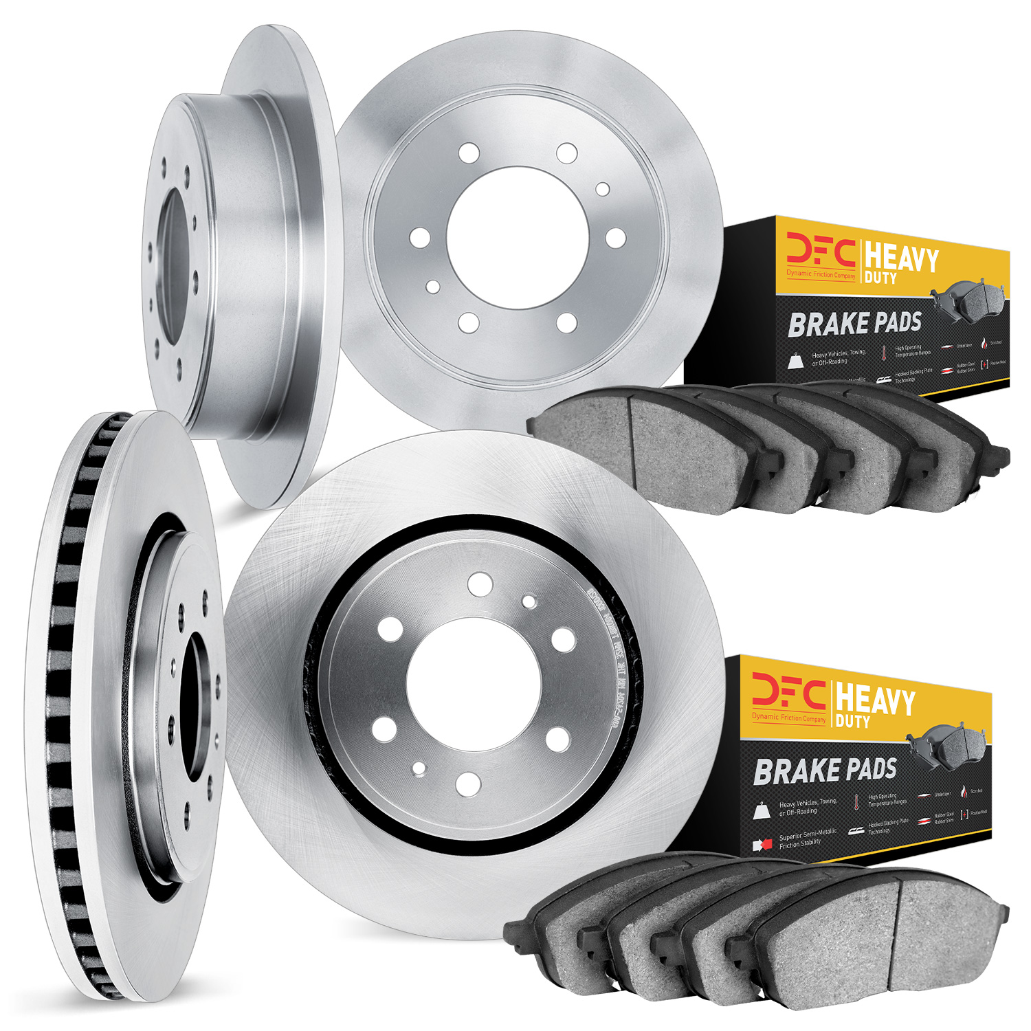 6204-40652 Brake Rotors w/Heavy-Duty Brake Pads Kit, 2007-2017 Multiple Makes/Models, Position: Front and Rear